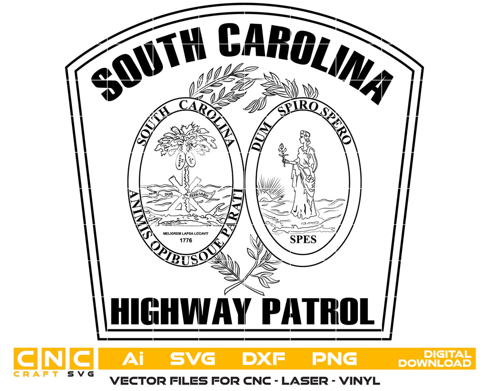 South Carolina Highway Patrol Police Badge Vector art Svg, Dxf, Jpg, P