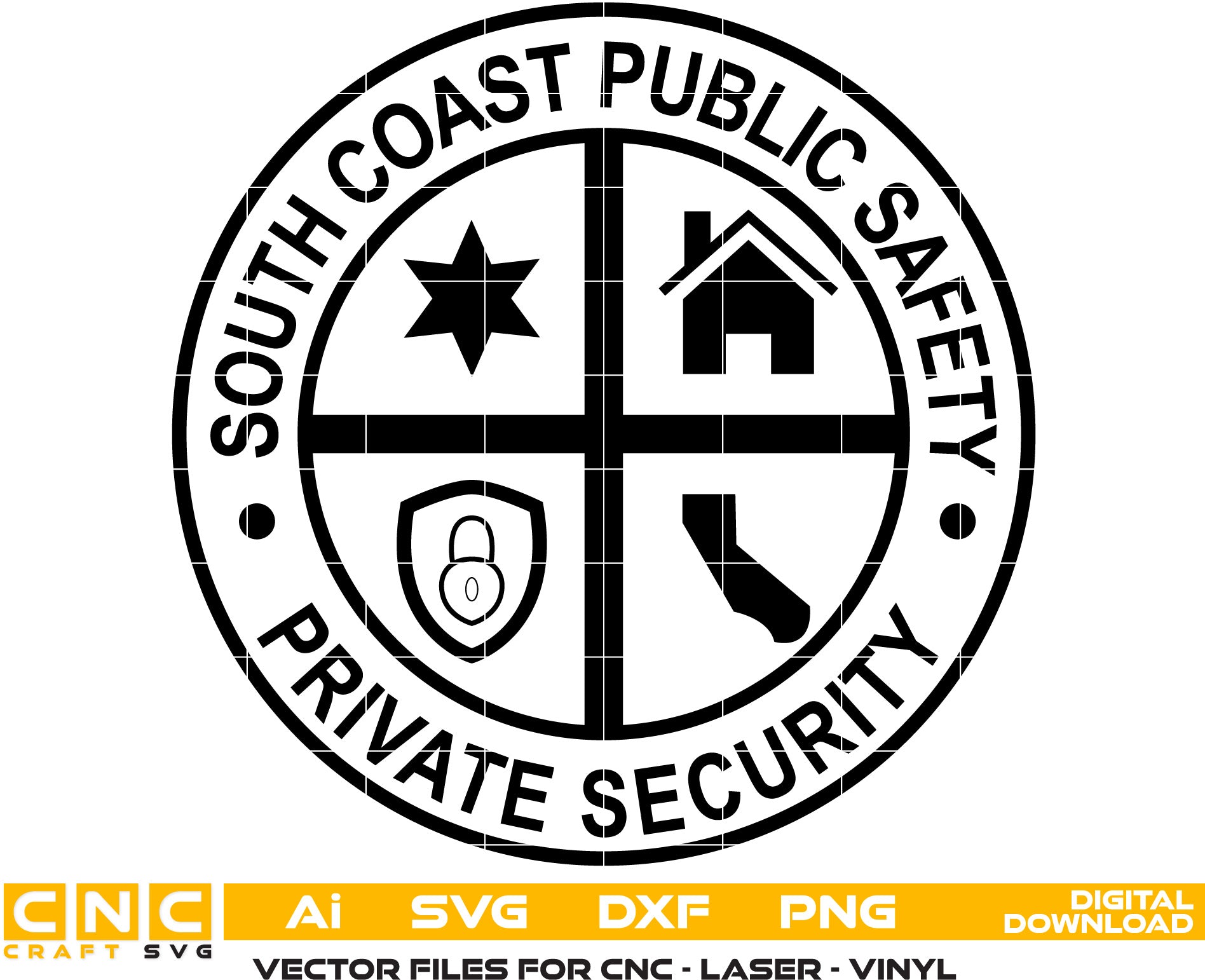 South Coast Public Safety Seal Vector art Svg, Dxf, Jpg, Png, and Ai files For laser engraving, woodworking, acrylic painting, and all printing machines.