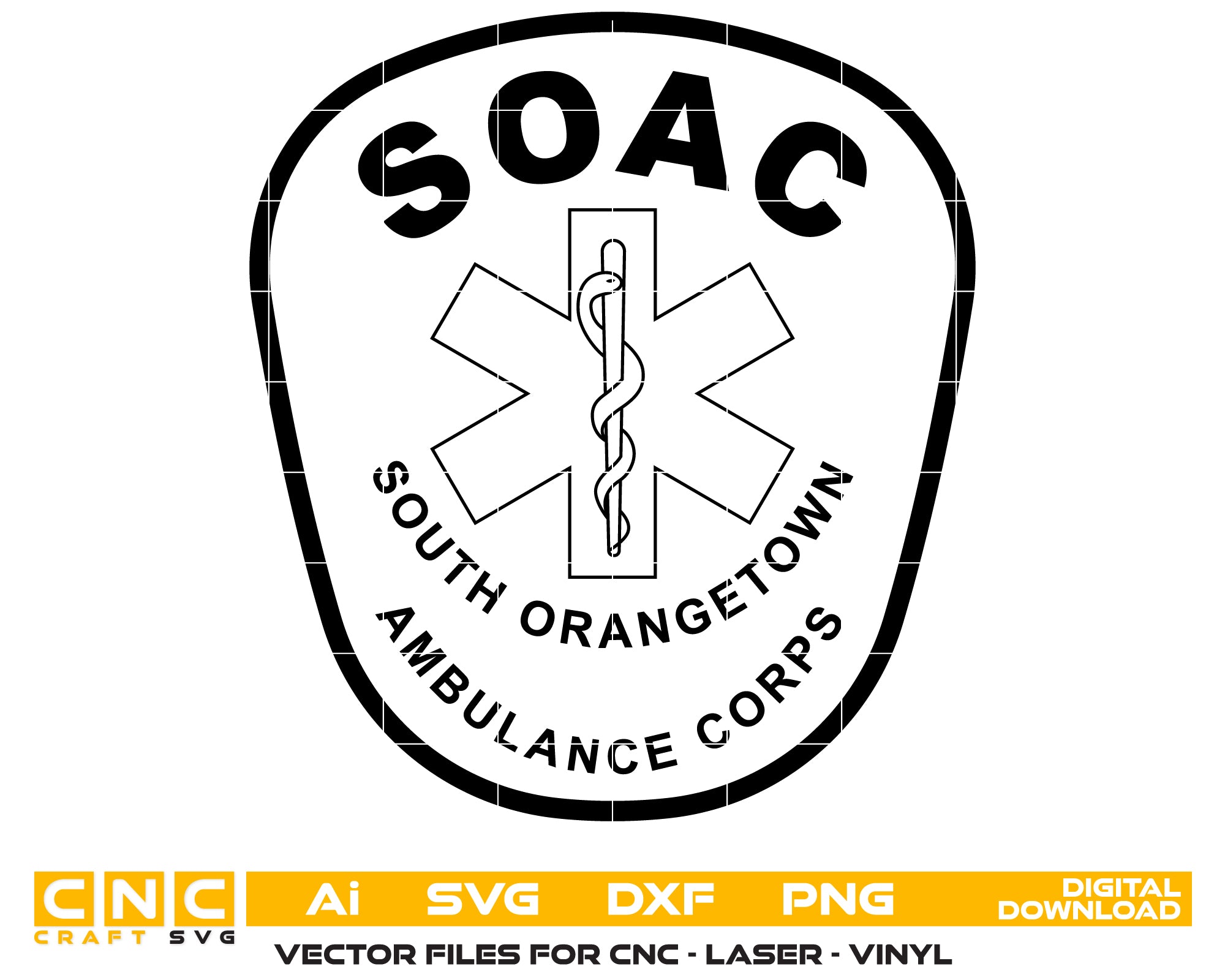 South Orangetown Ambulance Corps Logo SVG digital download, New York ambulance emblem vector design for Cricut and Silhouette.