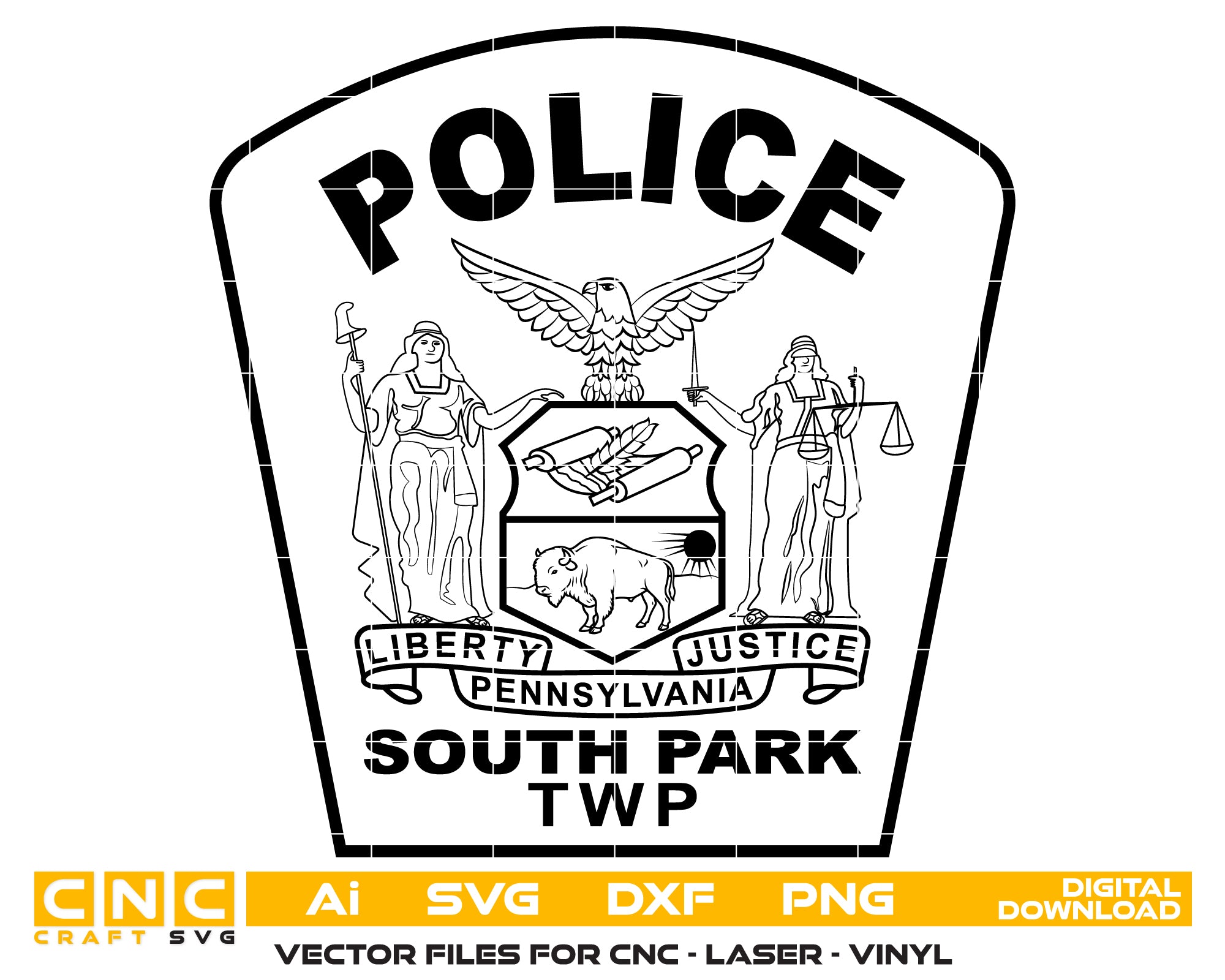 South Park Township Police Department Patch SVG, Pennsylvania Police Patch Vector, South Park Twp Police Emblem, Police Patch SVG, Law Enforcement Patch Vector File