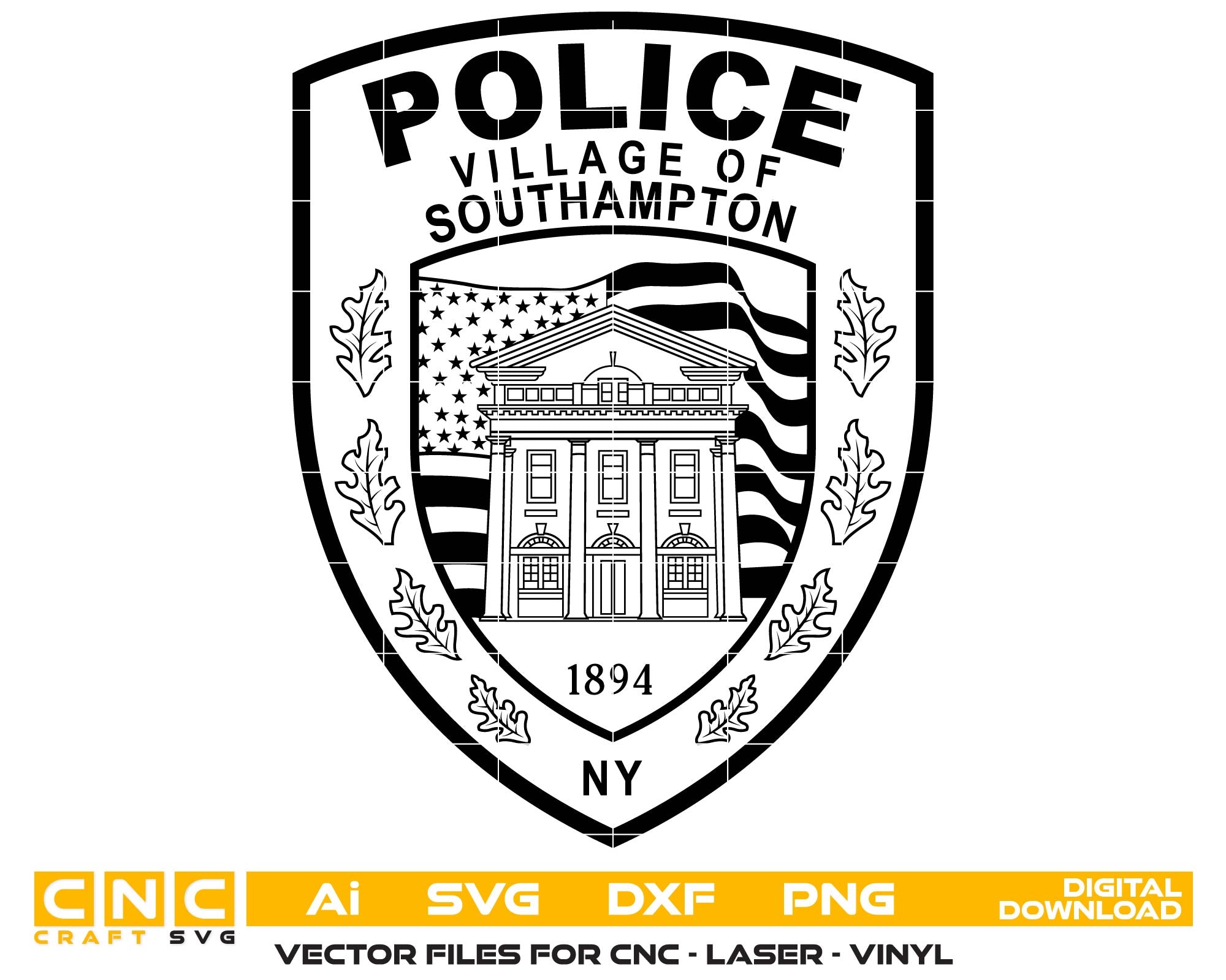 Southampton Village Police Logo SVG, Southampton Police Department Vector, Police Logo SVG, Law Enforcement Emblem, Police Badge Logo Vector, Engraving Police Logo
