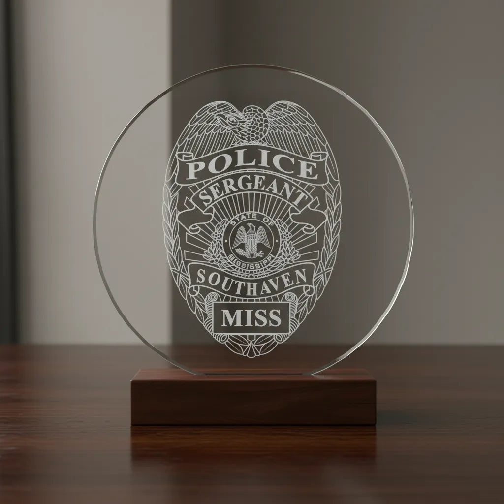 Southaven Police Sergeant Badge SVG

Mississippi Law Enforcement Vector

Police Sergeant Badge Engraving File

Southaven Police Sign CNC File

Sergeant Badge Vector for Laser Cutting