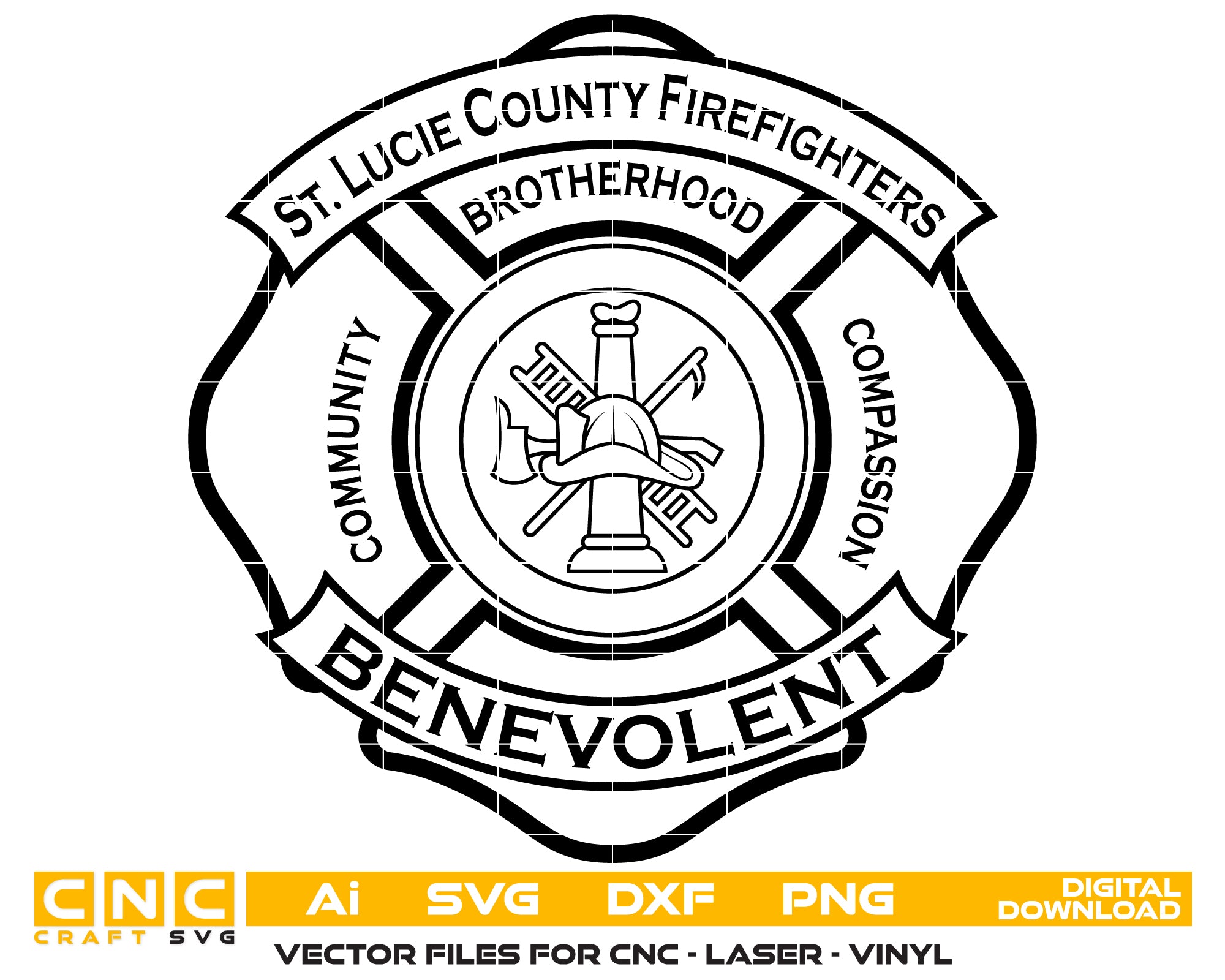 St. Lucie County Firefighters Benevolent Emblem Brotherhood And Compassion Badge