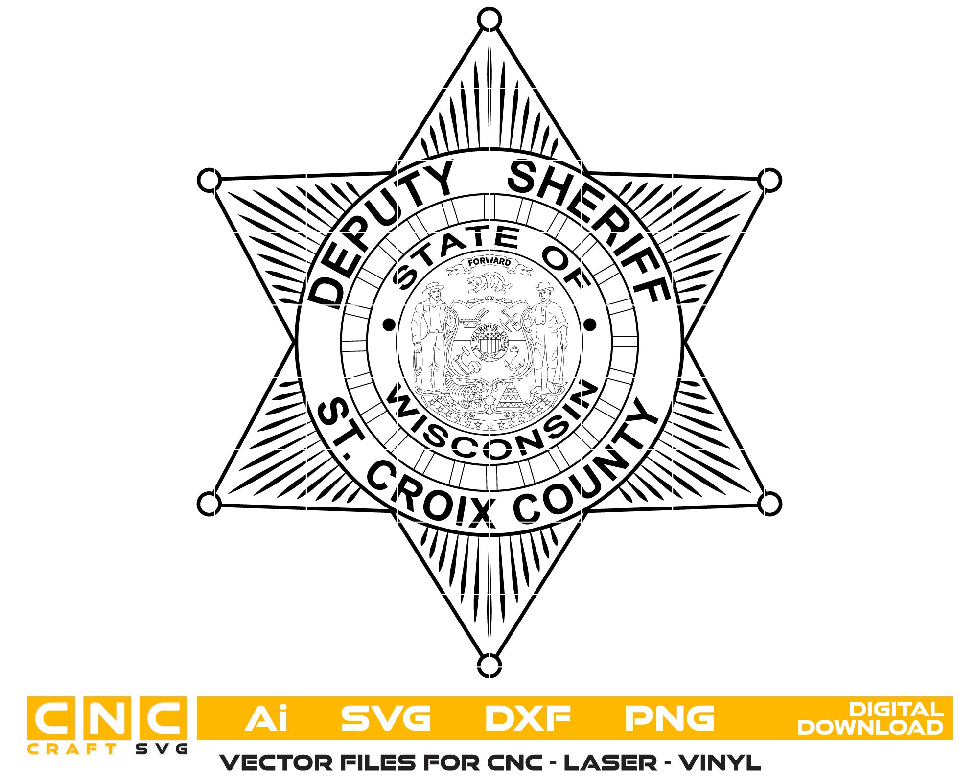 St. Croix County Sheriff Patch SVG, Wisconsin Sheriff Department Vector, St. Croix County Police Patch Design, Law Enforcement SVG File, Wisconsin Sheriff Badge SVG