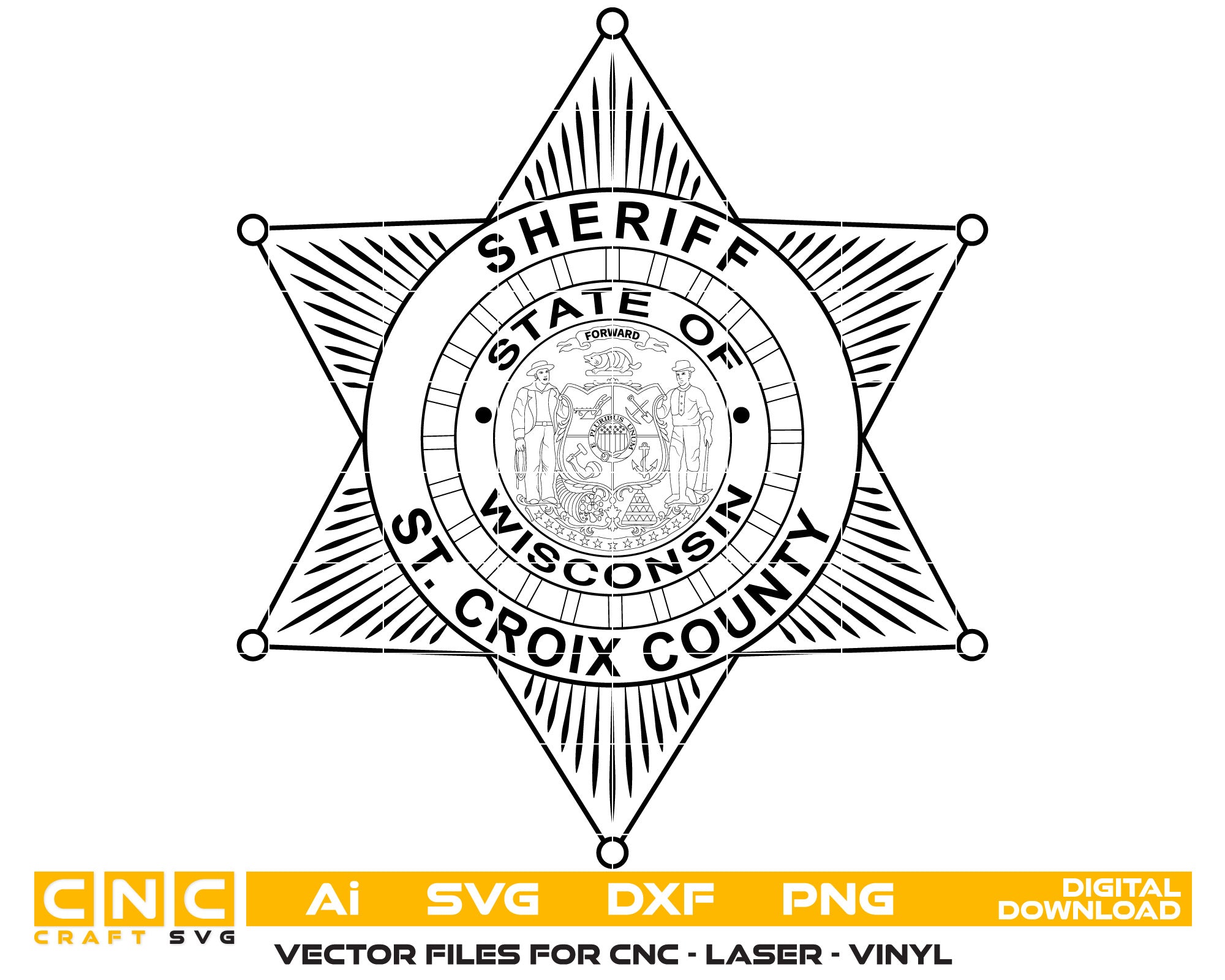 St. Croix County Sheriff Badge SVG, Wisconsin Police Badge Vector, St. Croix WI Sheriff SVG, Law Enforcement Badge Design, Sheriff Patch SVG