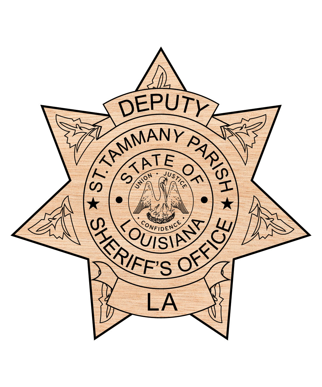 St. Tammany Parish Sheriff Badge SVG digital download, Louisiana sheriff emblem vector design for Cricut, Silhouette, CNC, engraving, and tribute projects.