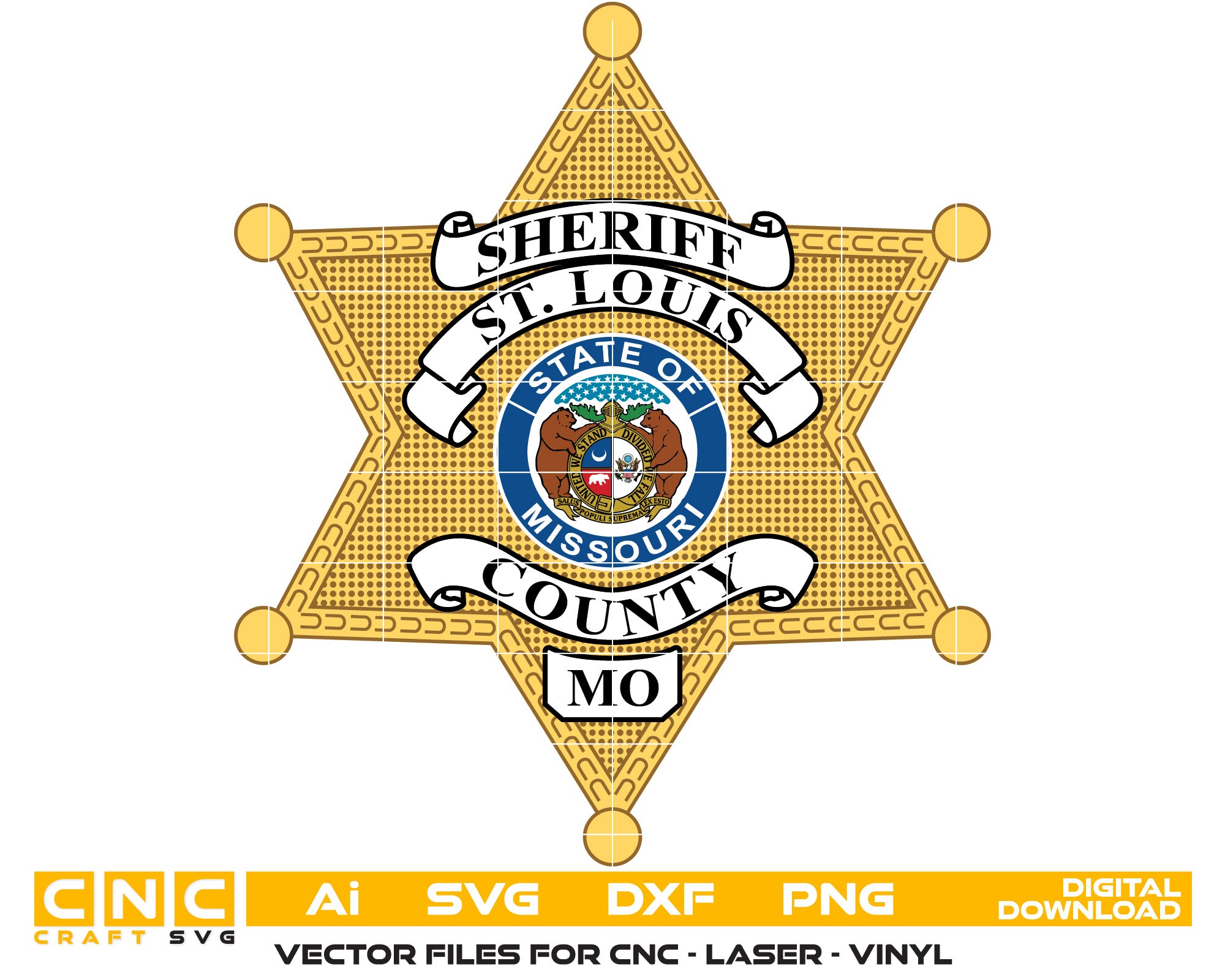 St Louis County Sheriff Badge Vector art Svg, Dxf, Jpg, Png, and Ai files For laser engraving, woodworking, acrylic painting, and all printing machines.