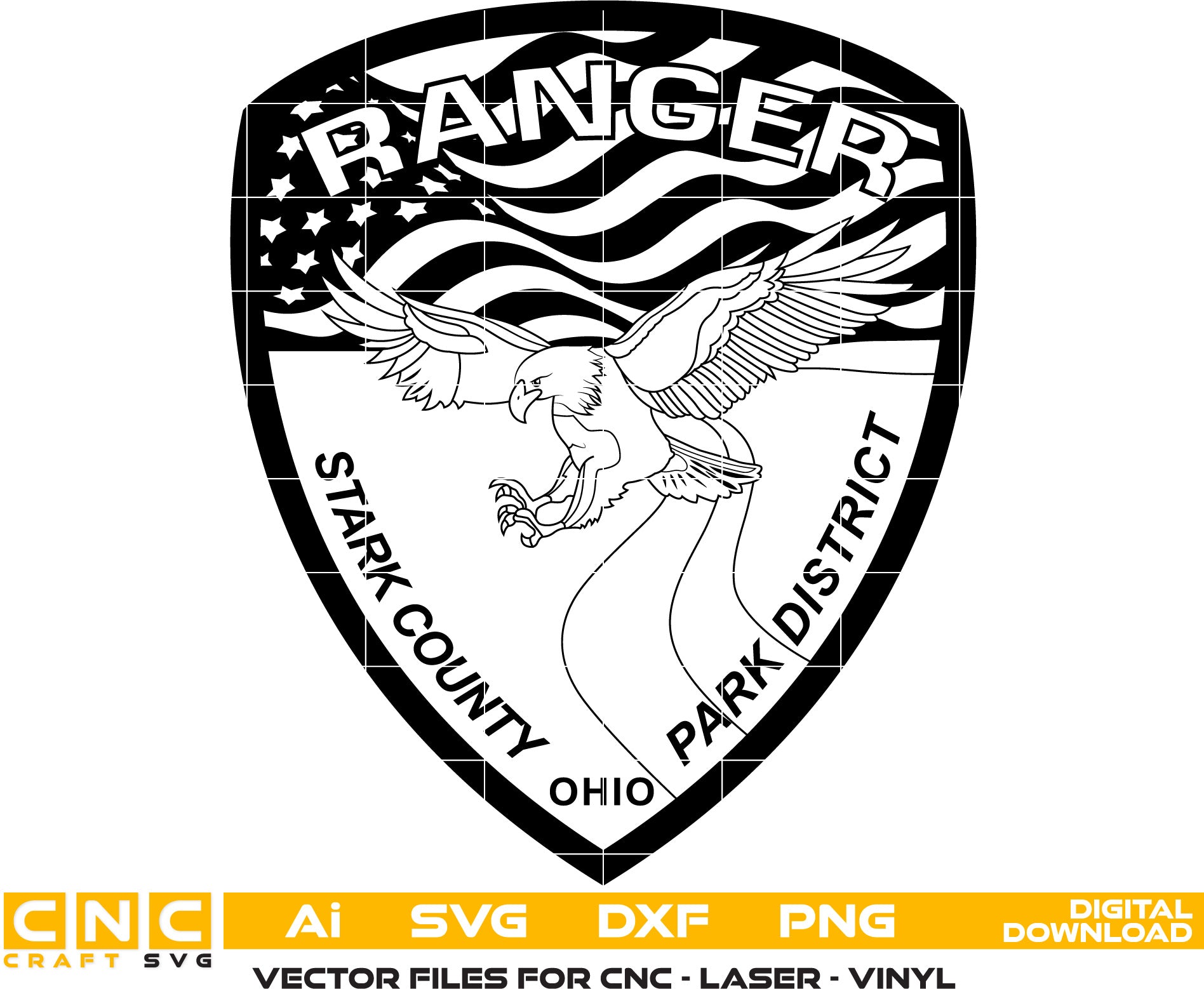 Stark County Ranger Park District Patch Vector art Svg, Dxf, Jpg, Png and Ai files For laser engraving, woodworking, acrylic painting, and all printing machines.