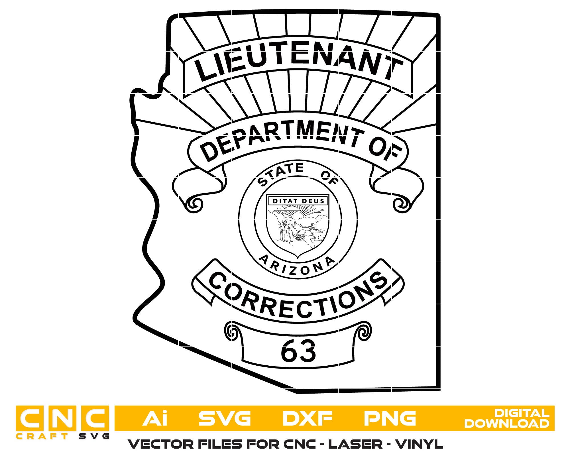 Arizona dept. of Corrections Lieutenant Badge vector art