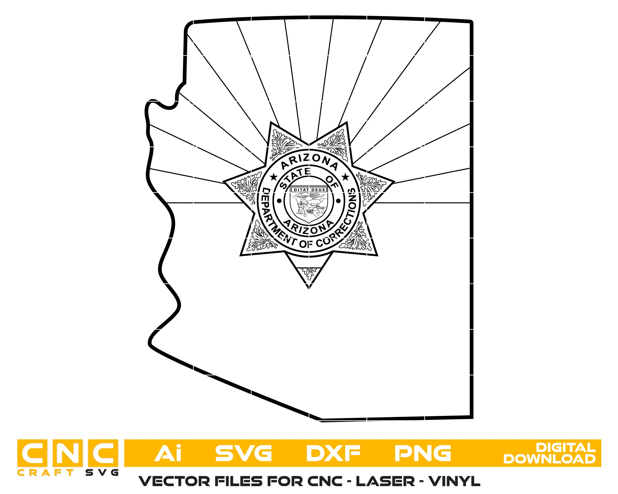 Arizona Department of Corrections Badge and Map vector art