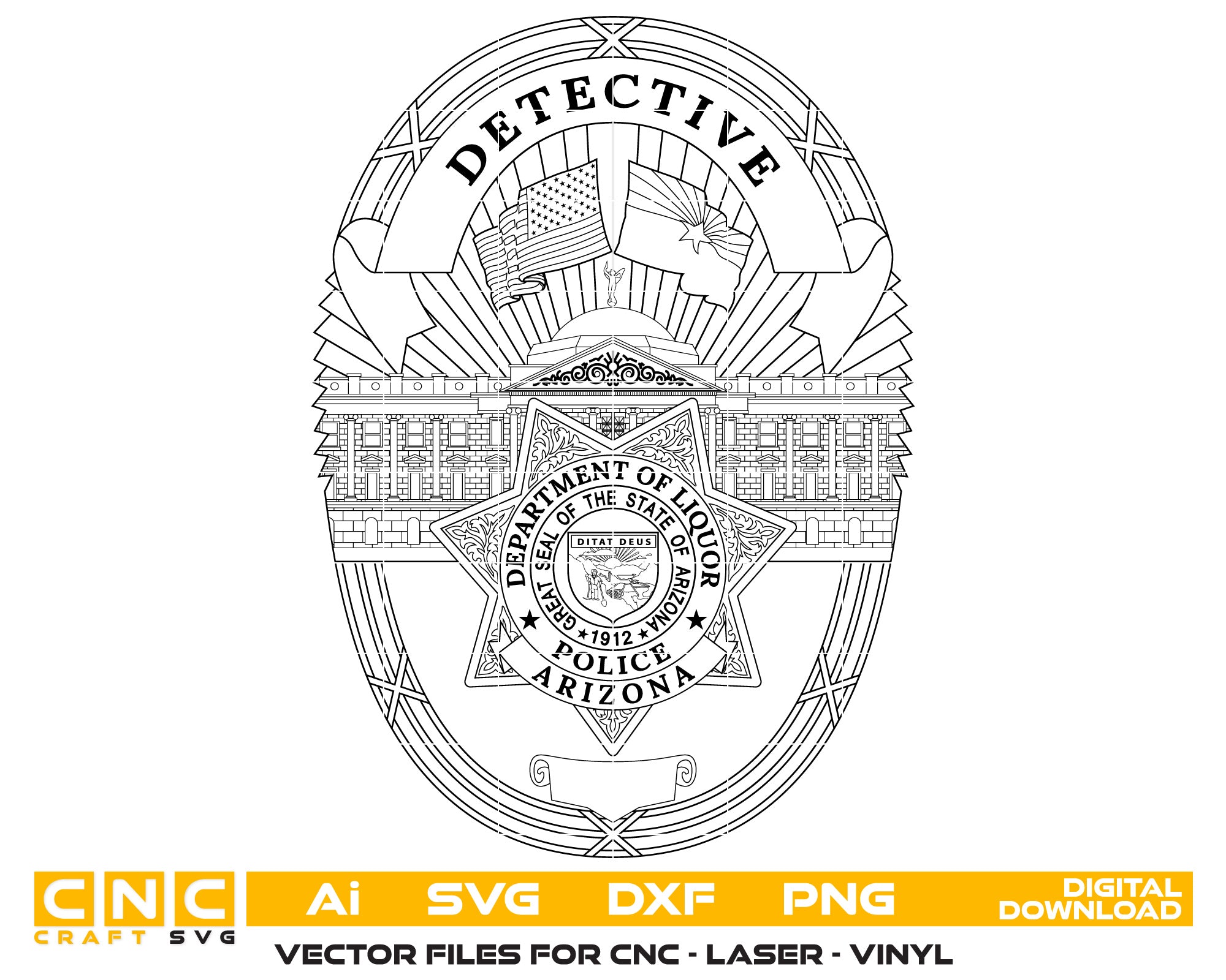 Arizona, Dept of Liquor Detective Police, Badge vector art