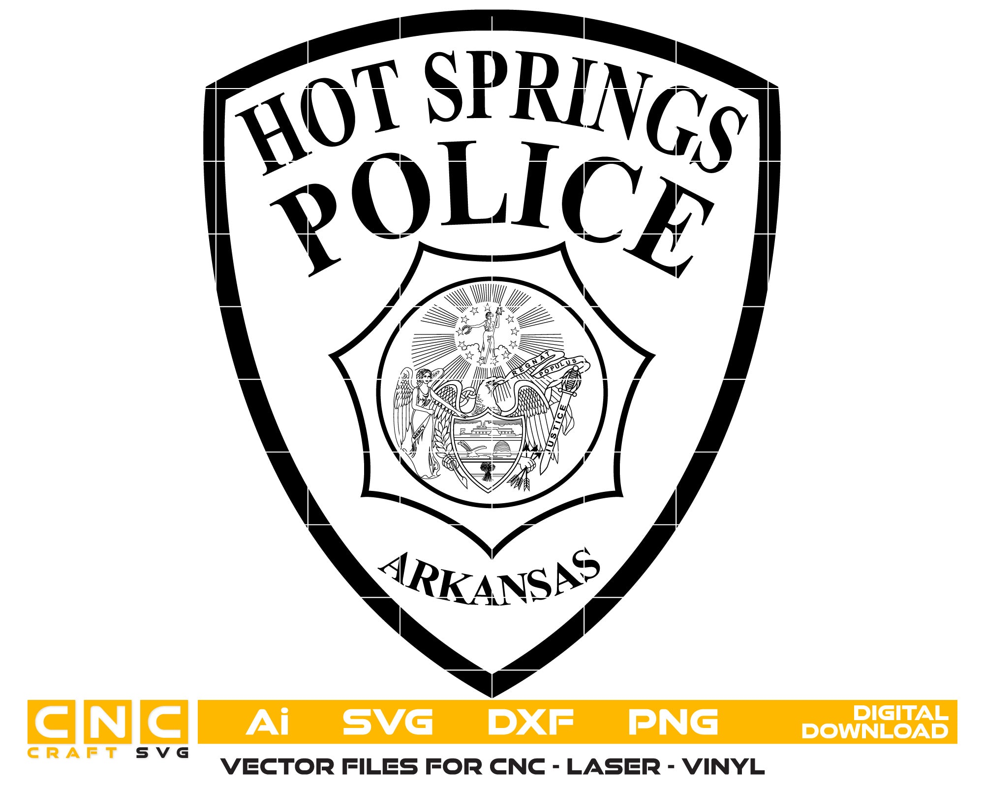 Arkansas Hot Springs Police Badge vector art