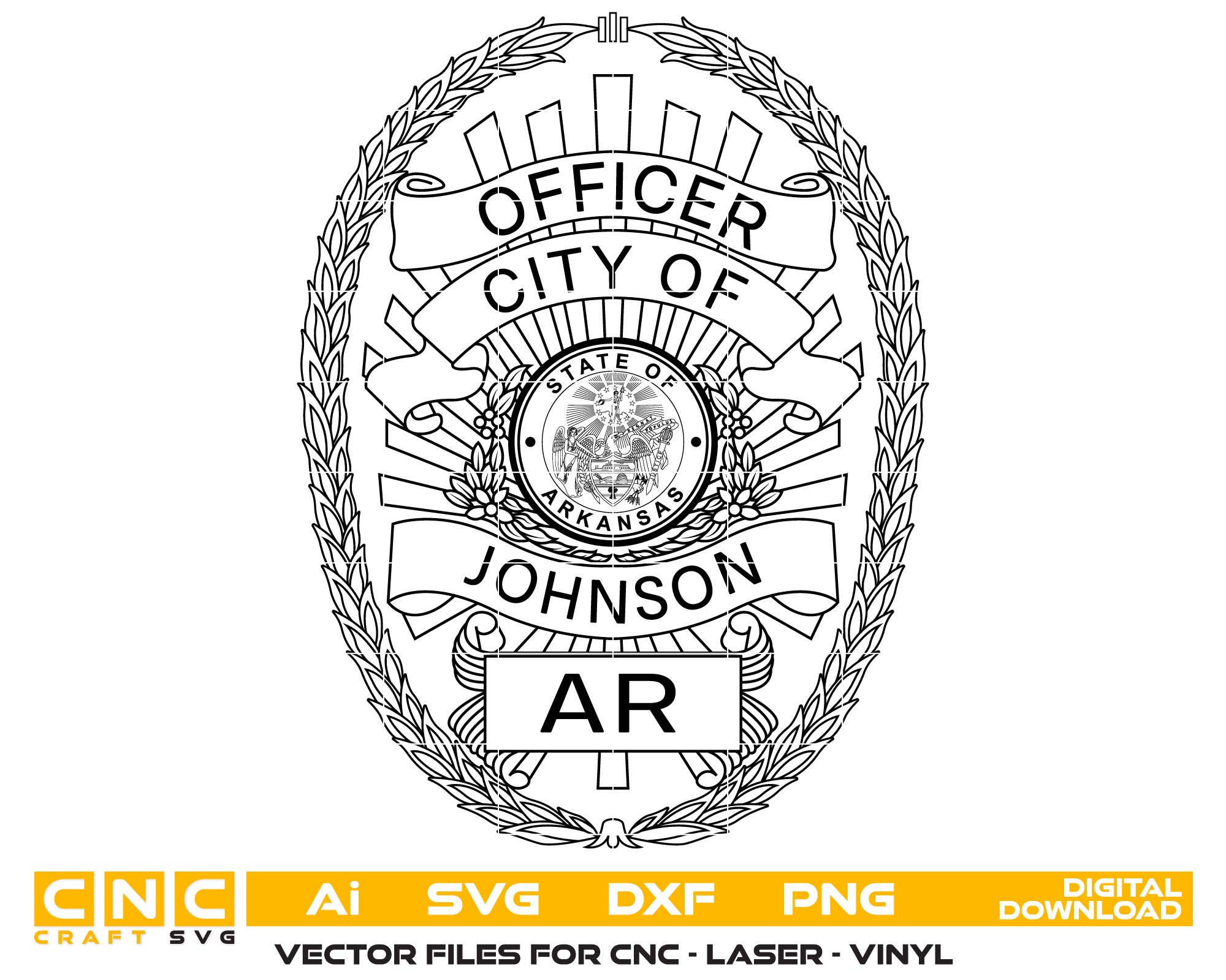 Arkansas Johnson Police Officer badge vector art