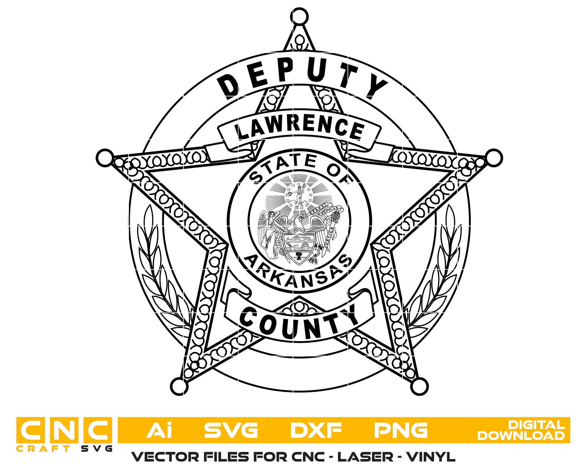 Arkansas Lawrence County Deputy Sheriff Badge vector art