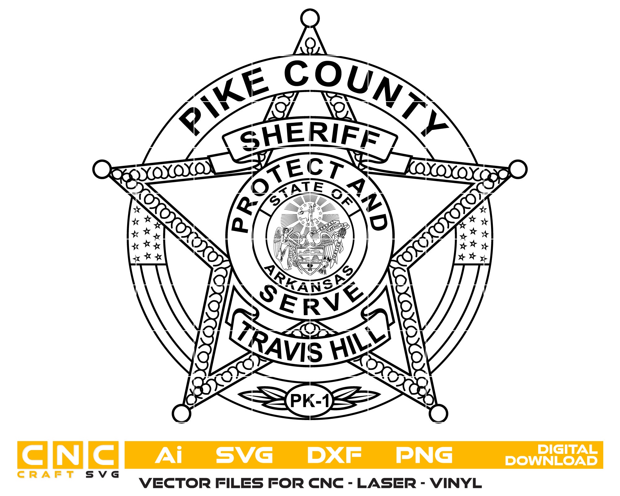 Arkansas Pike County Sheriff Badge vector art