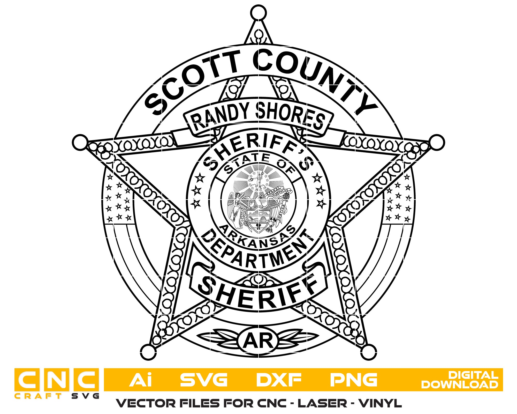 Arkansas Scott County Sheriff Badge vector art