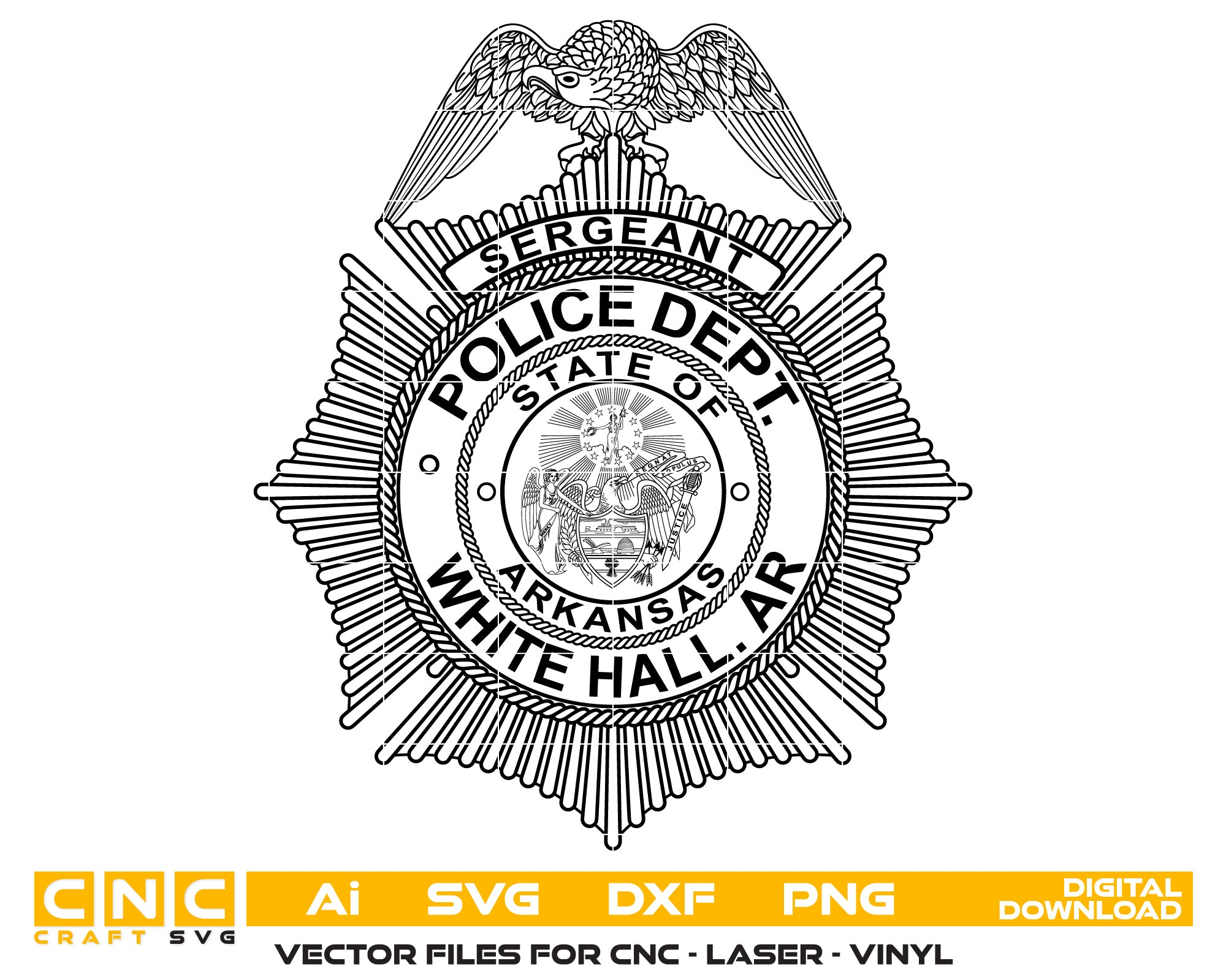 Arkansas White Hall Police Sergeant Badge vector art