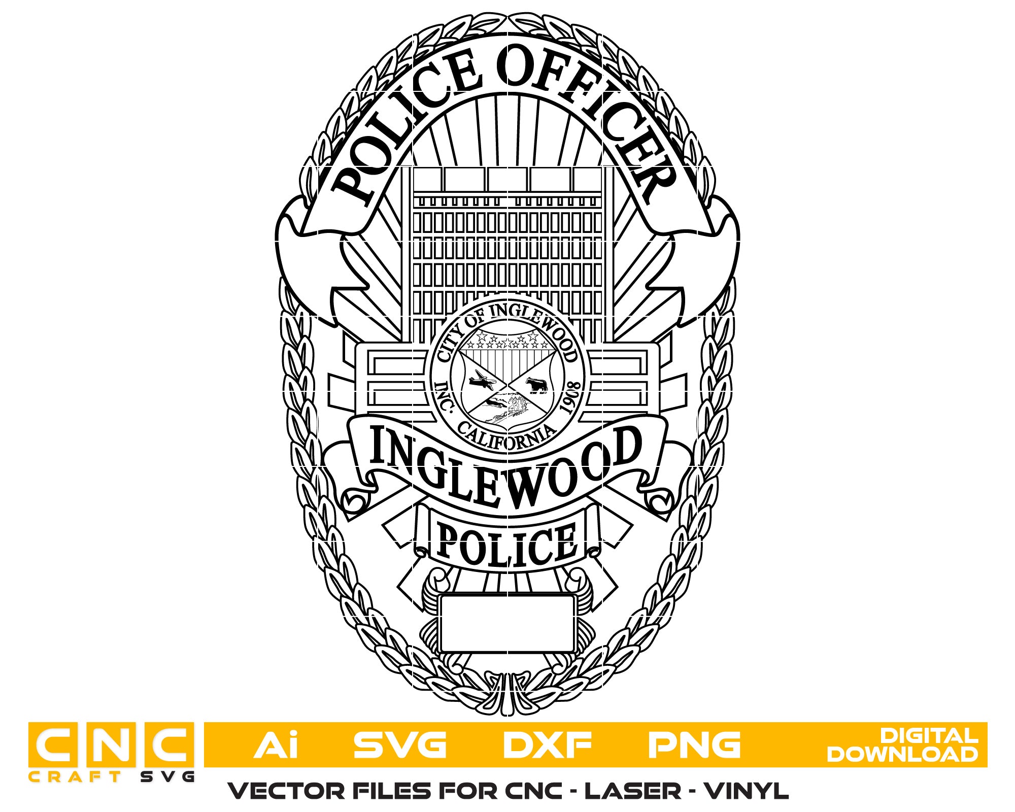 Inglewood Police Officer Badge vector art