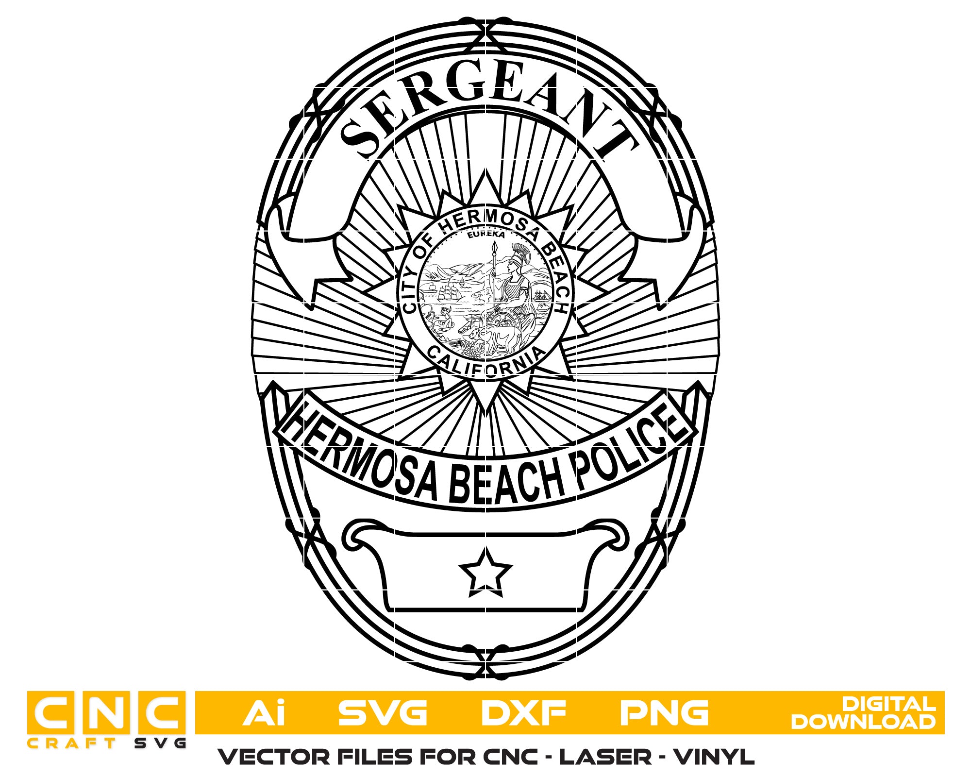 Hermosa Beach Police Sergeant Badge vector art