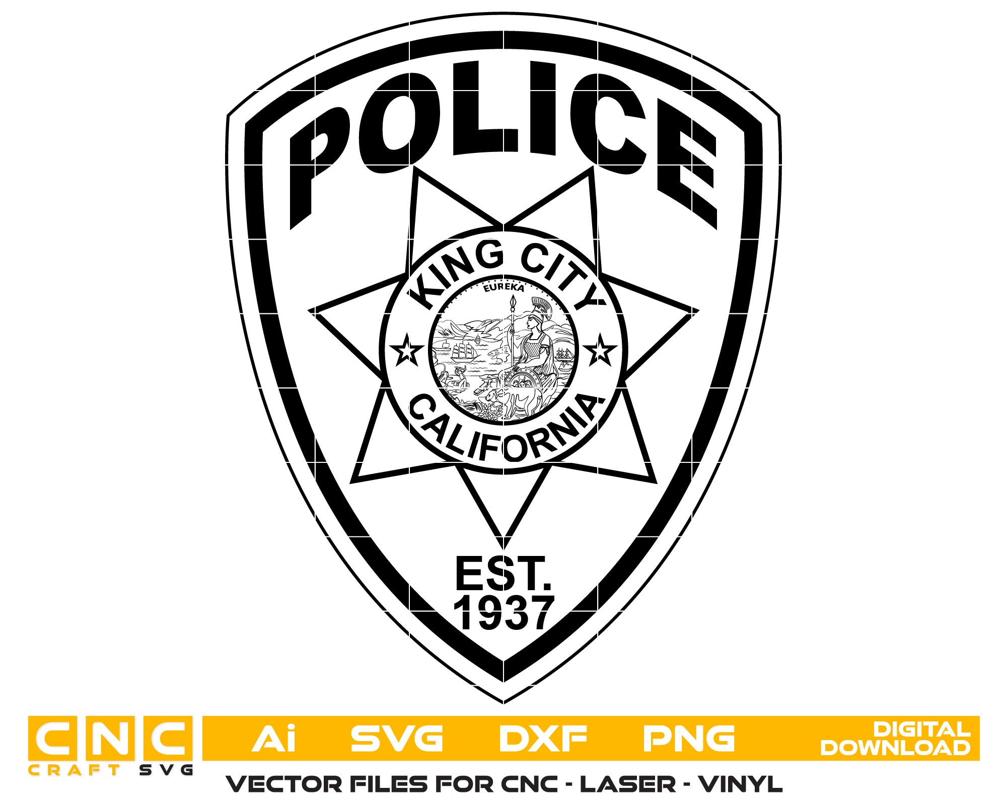 California King City Police Badge vector art