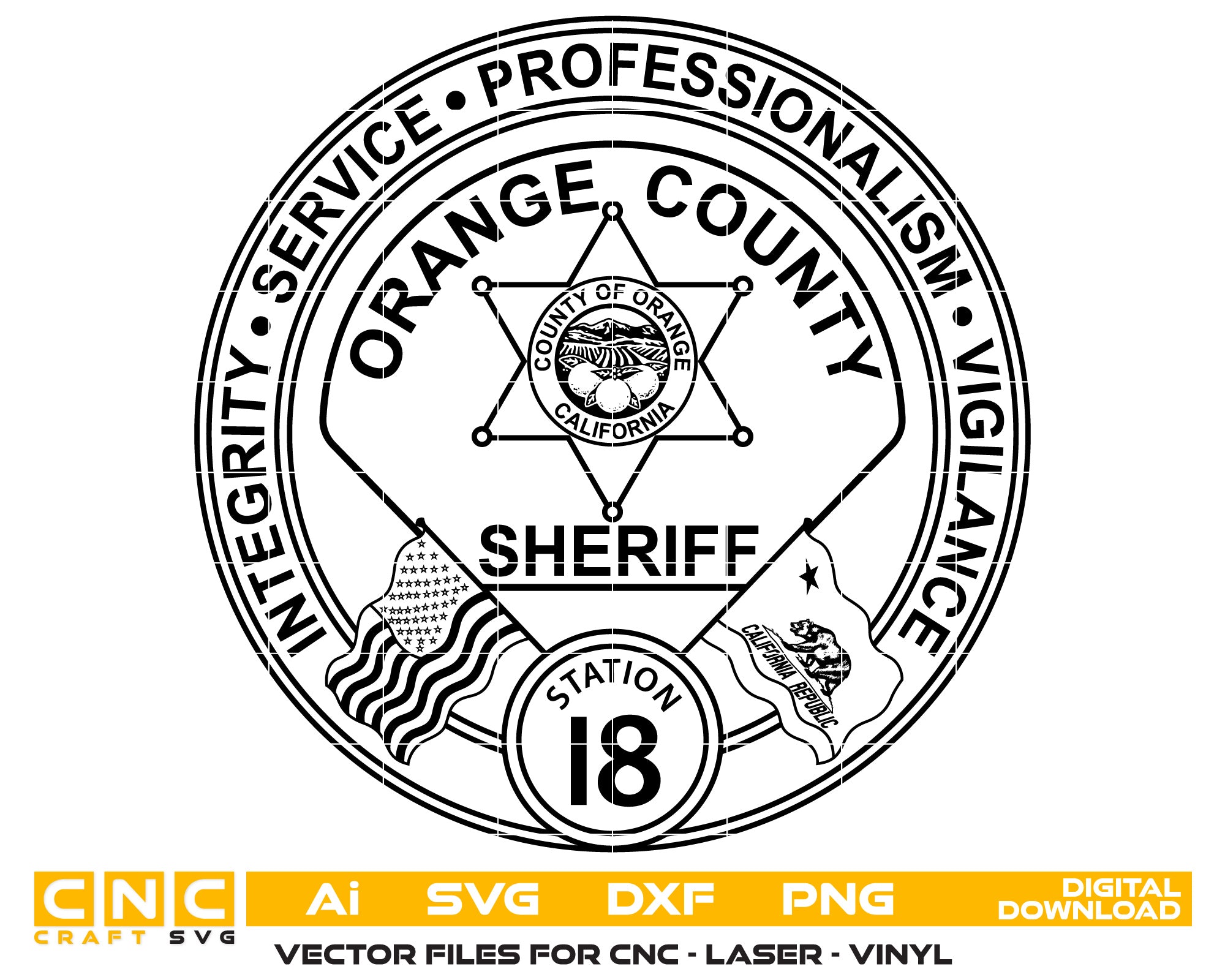 California Orange County Sheriff Badge vector art