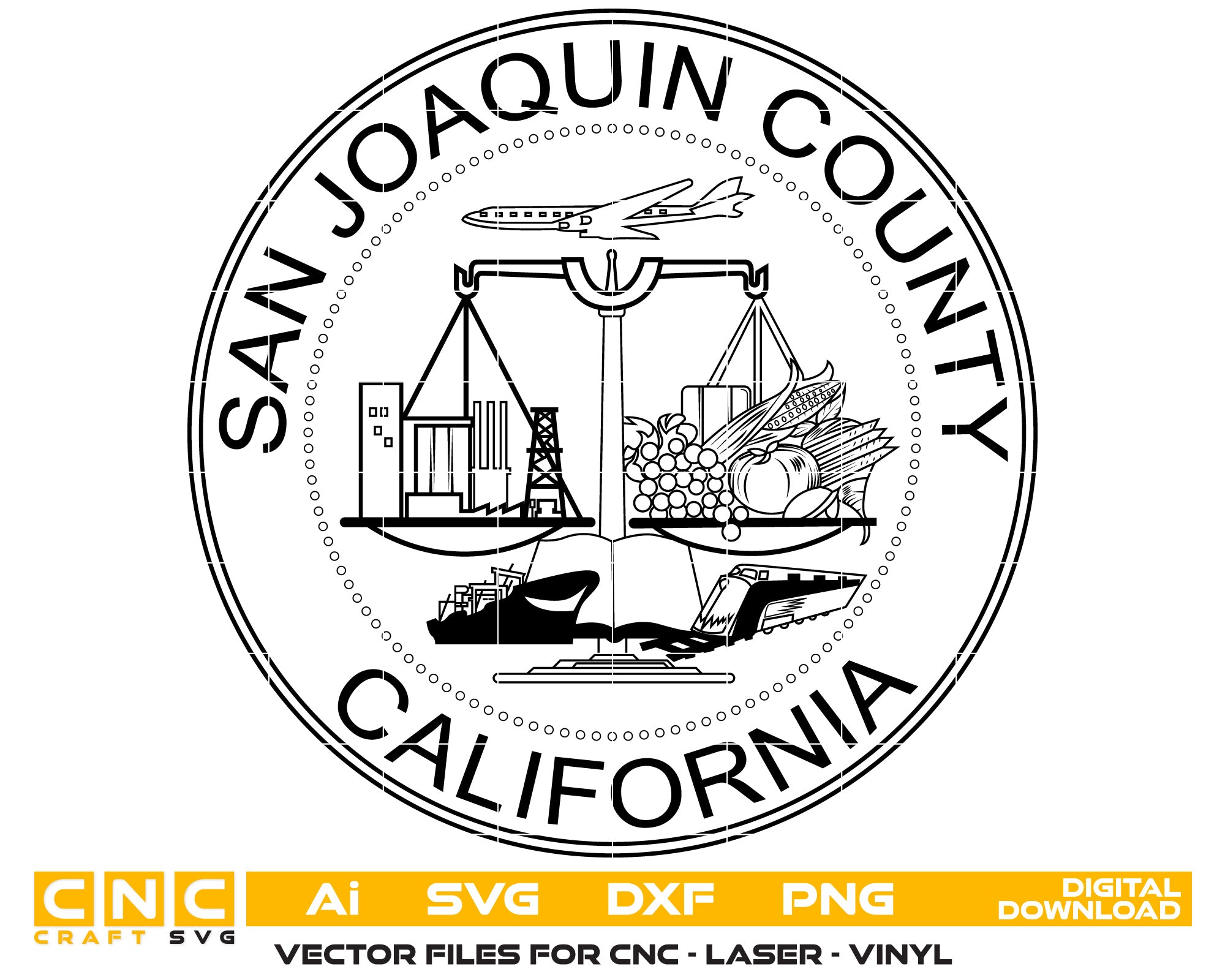 California San Joaquin County Seal vector art