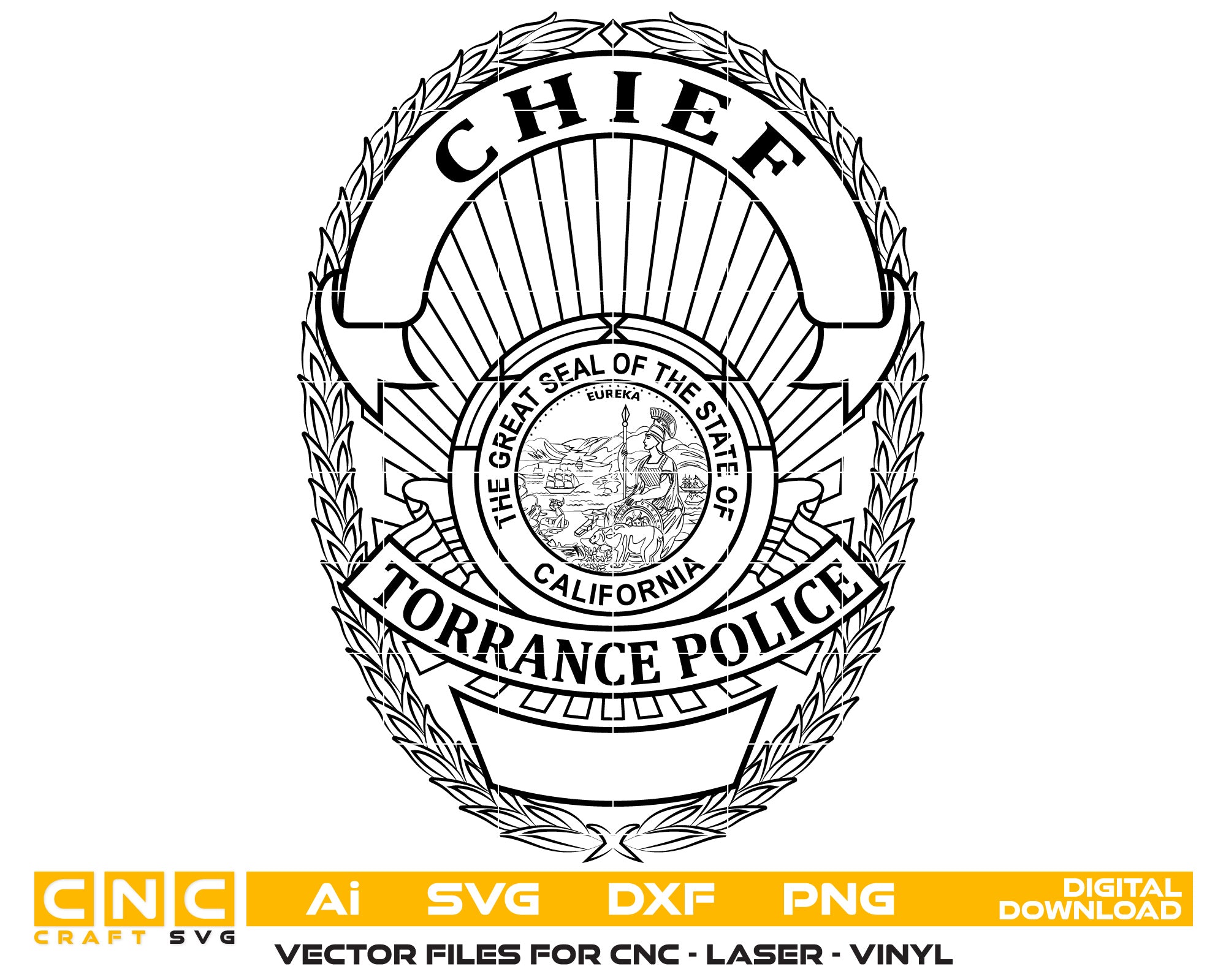 Torrance Police Chief Badge vector art
