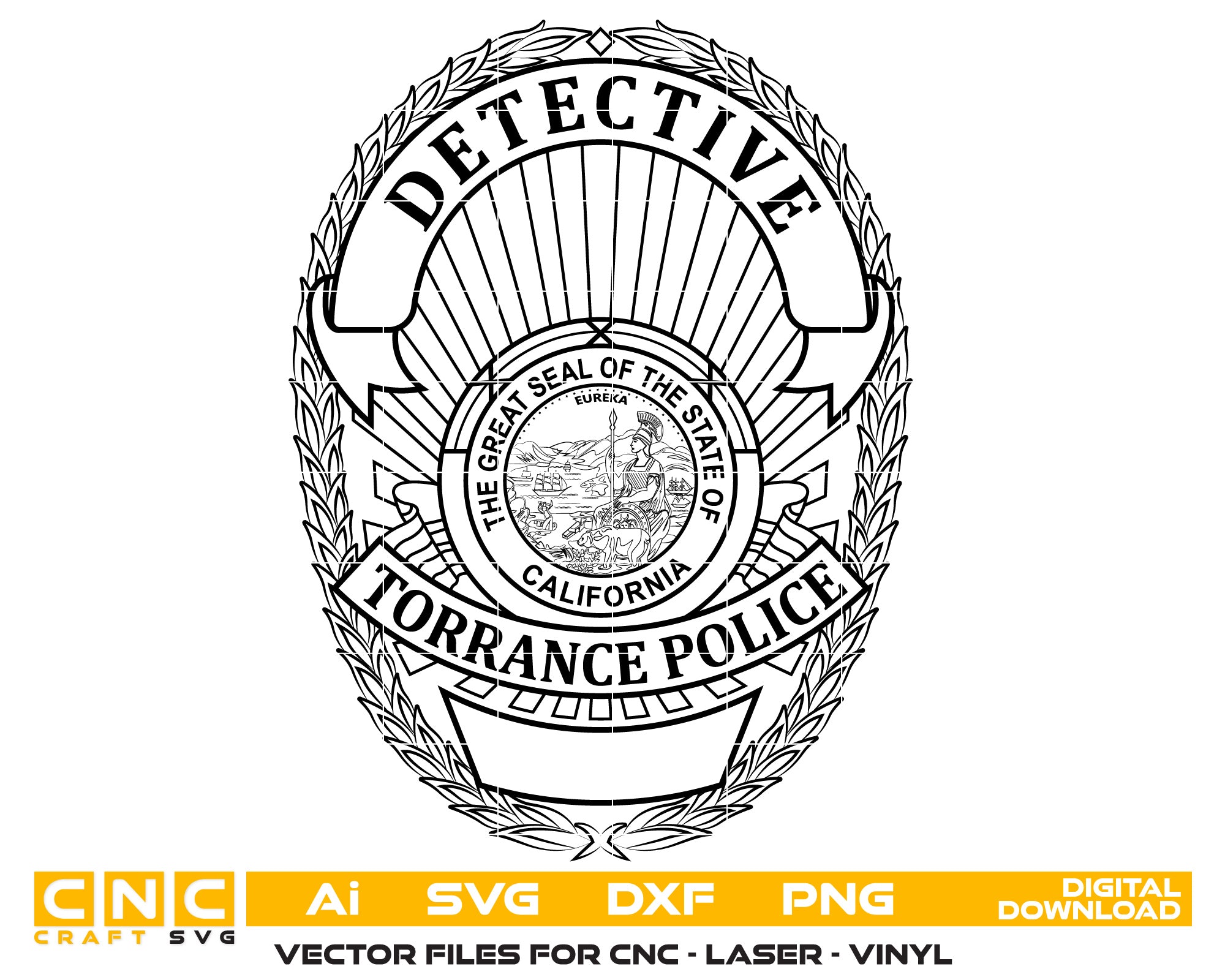 Torrance Police Detective Badge vector art