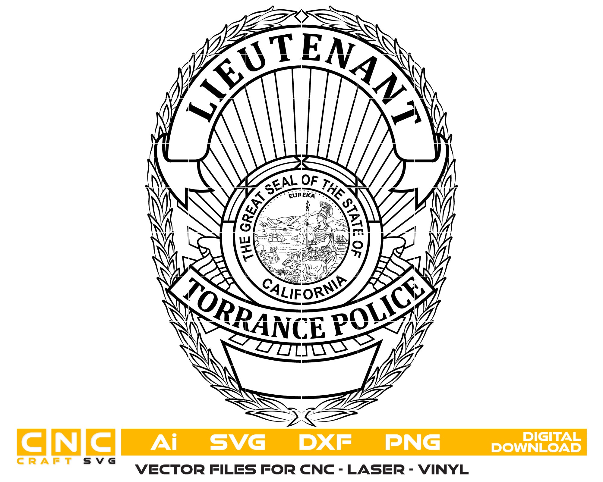 California Torrance Police Lieutenant Badge vector art