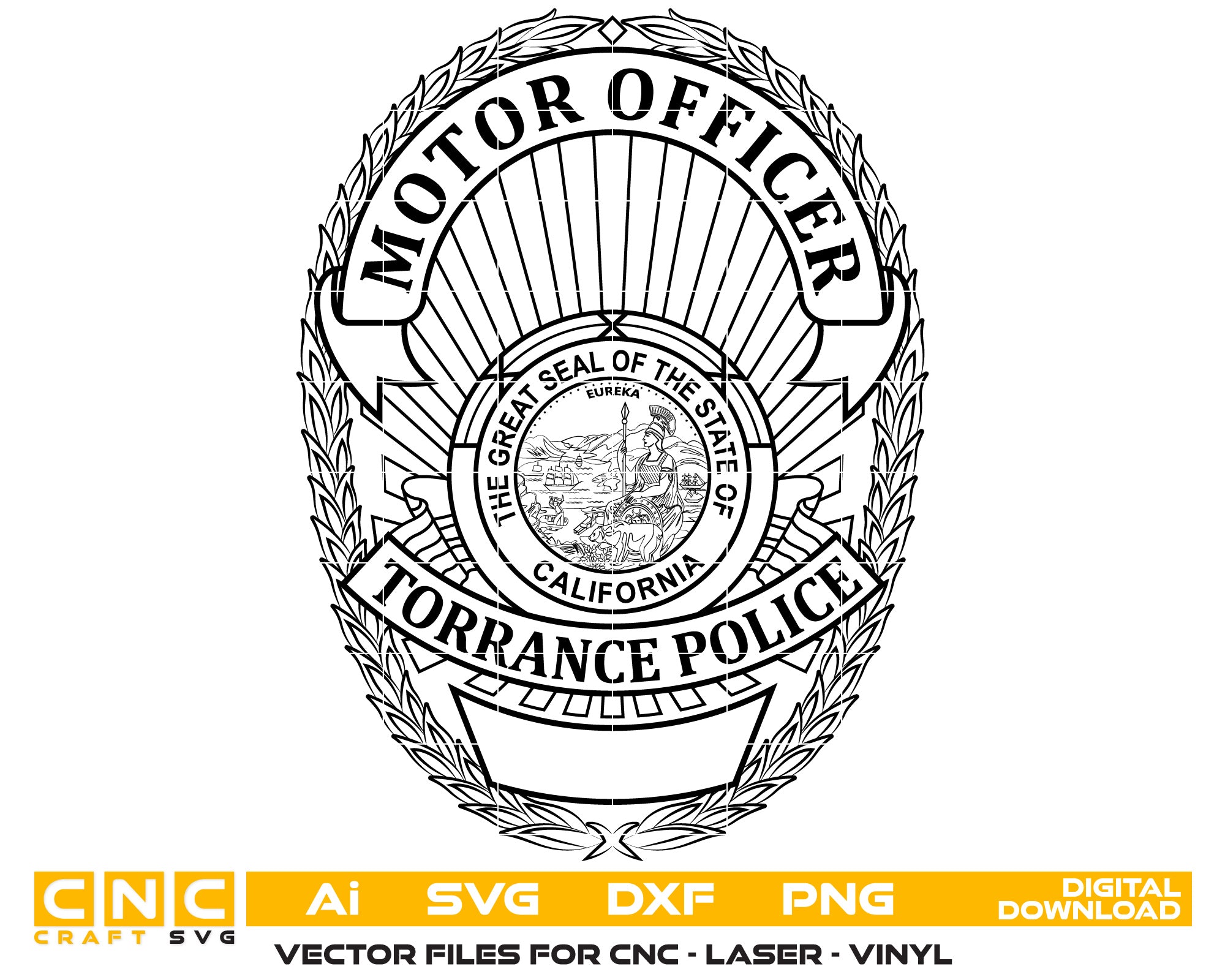 California Torrance Police Officer Badge vector art