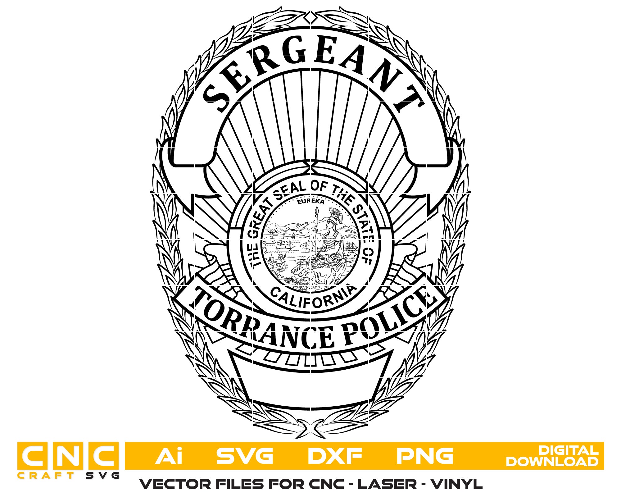 California Torrance Police Sergeant Badge vector art