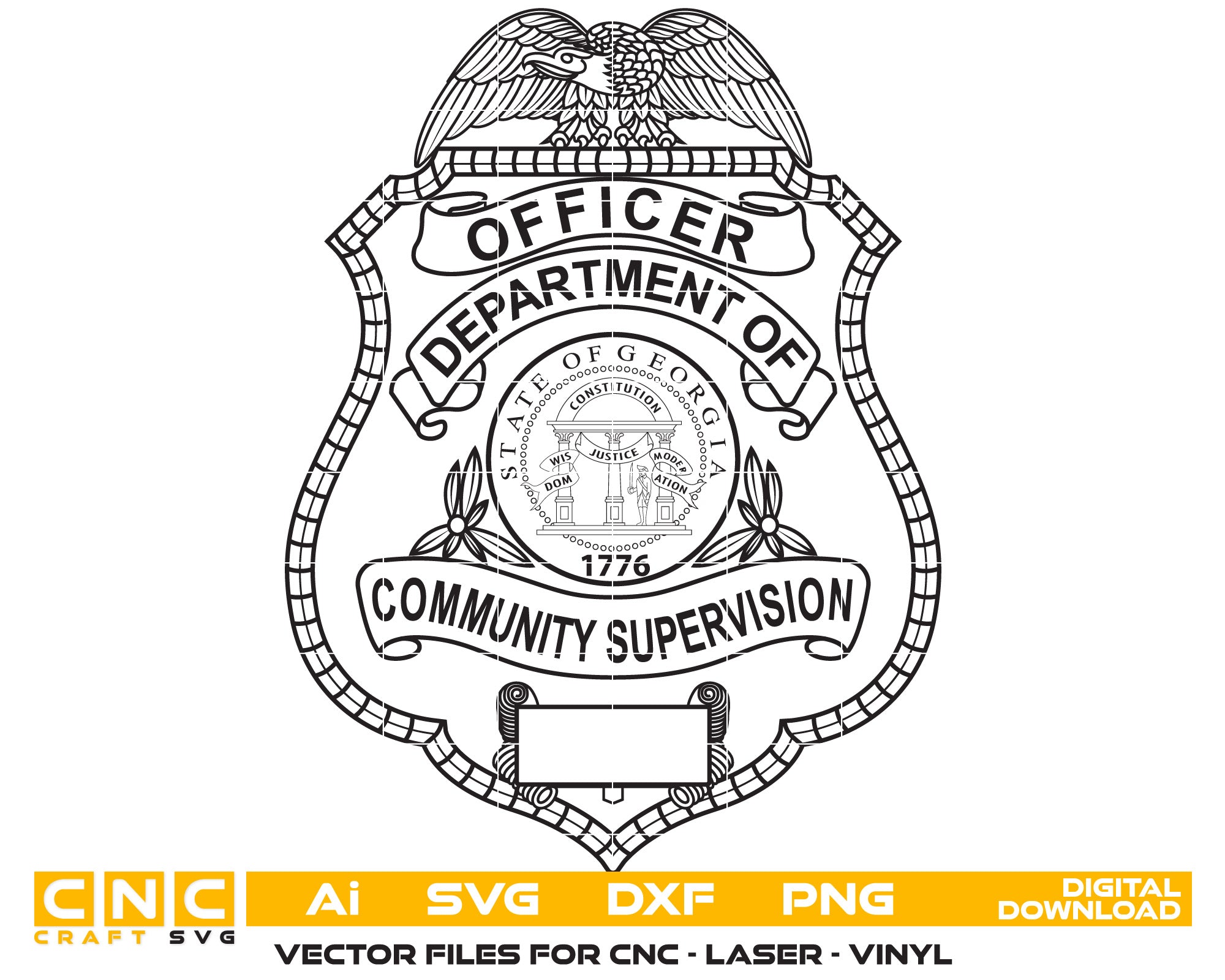 State of Georgia Dept of Community Supervision Vector art Svg, Dxf, Jpg, Png, and Ai files For laser engraving, woodworking, acrylic painting, and all printing machines.