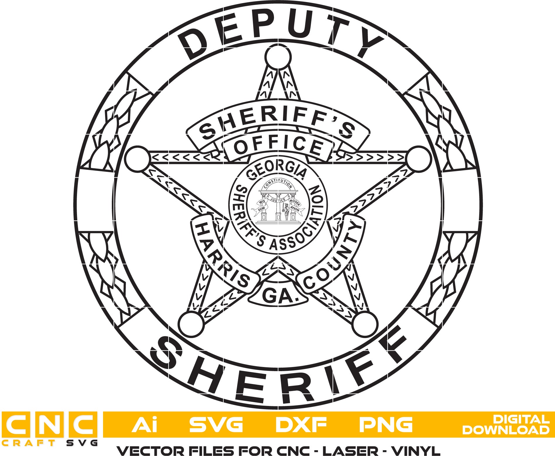 State of Georgia Harris County Deputy Sheriff Vector Art, Ai,SVG, DXF, PNG, Digital Files