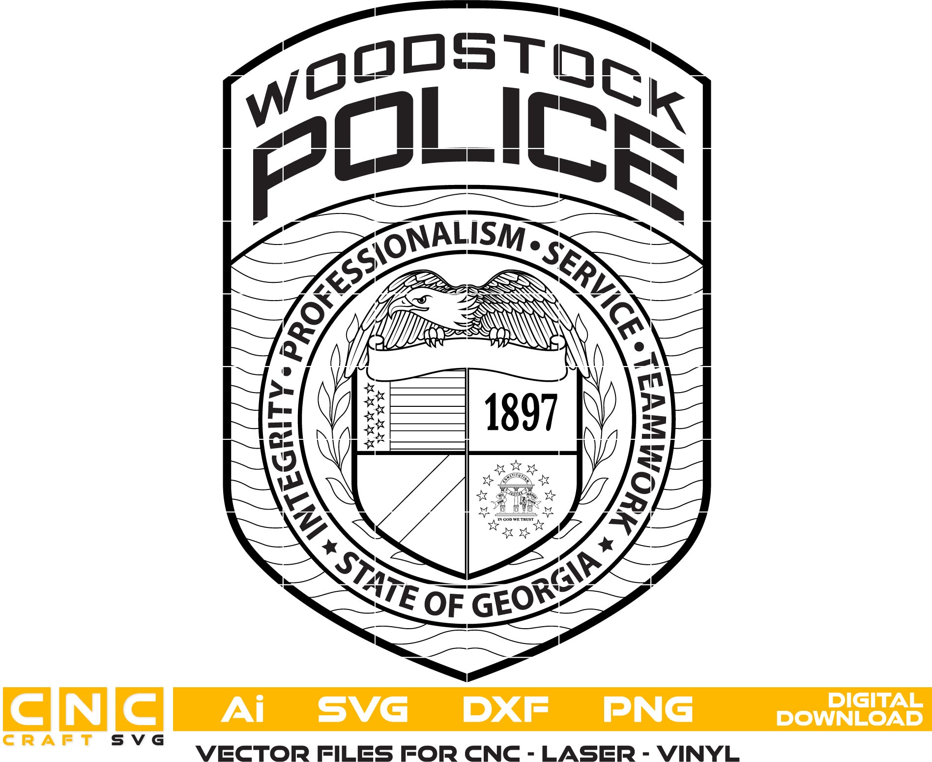 Georgia Woodstock Police Badge vector art