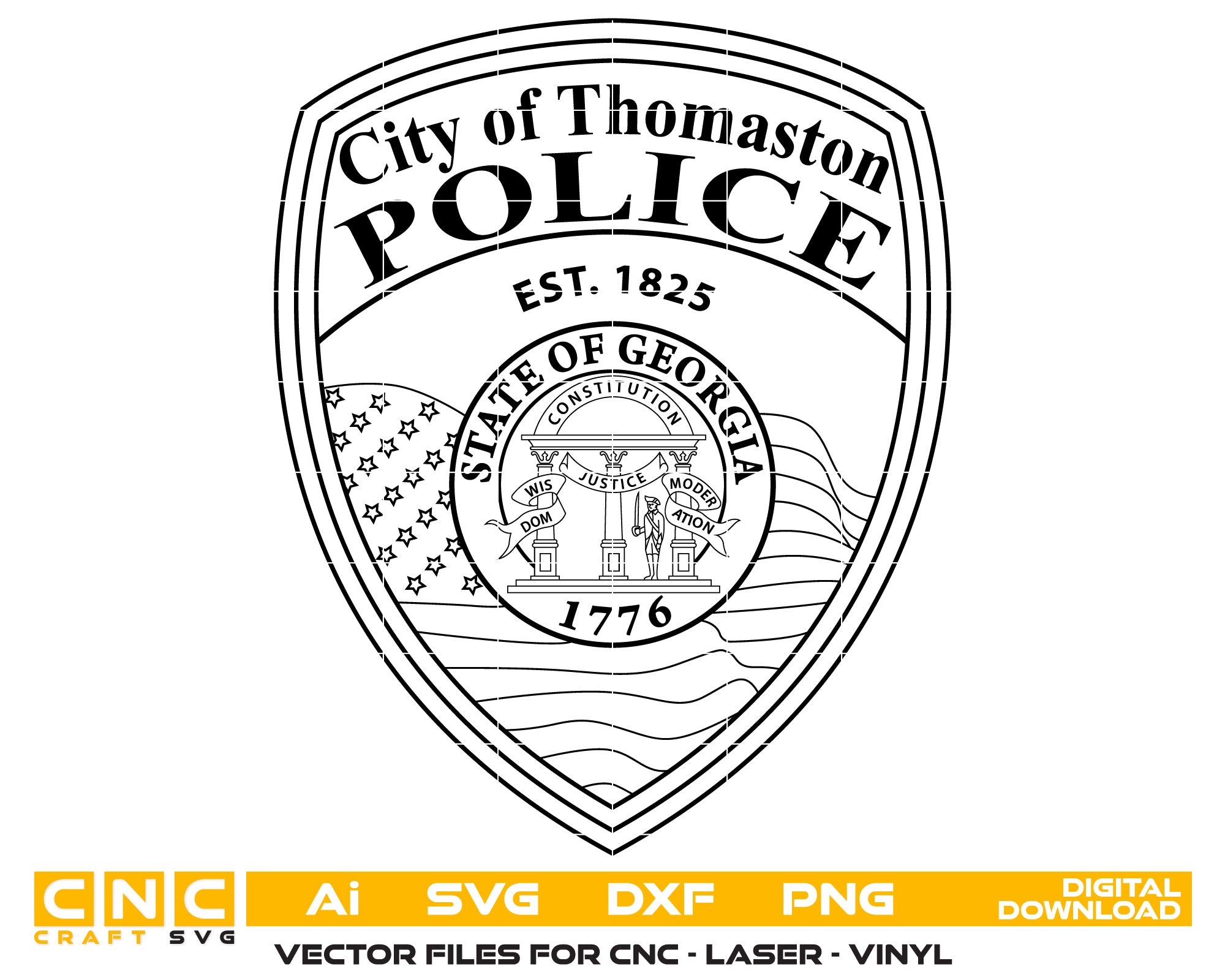 Georgia,City of Thomaston Police Badge vector art