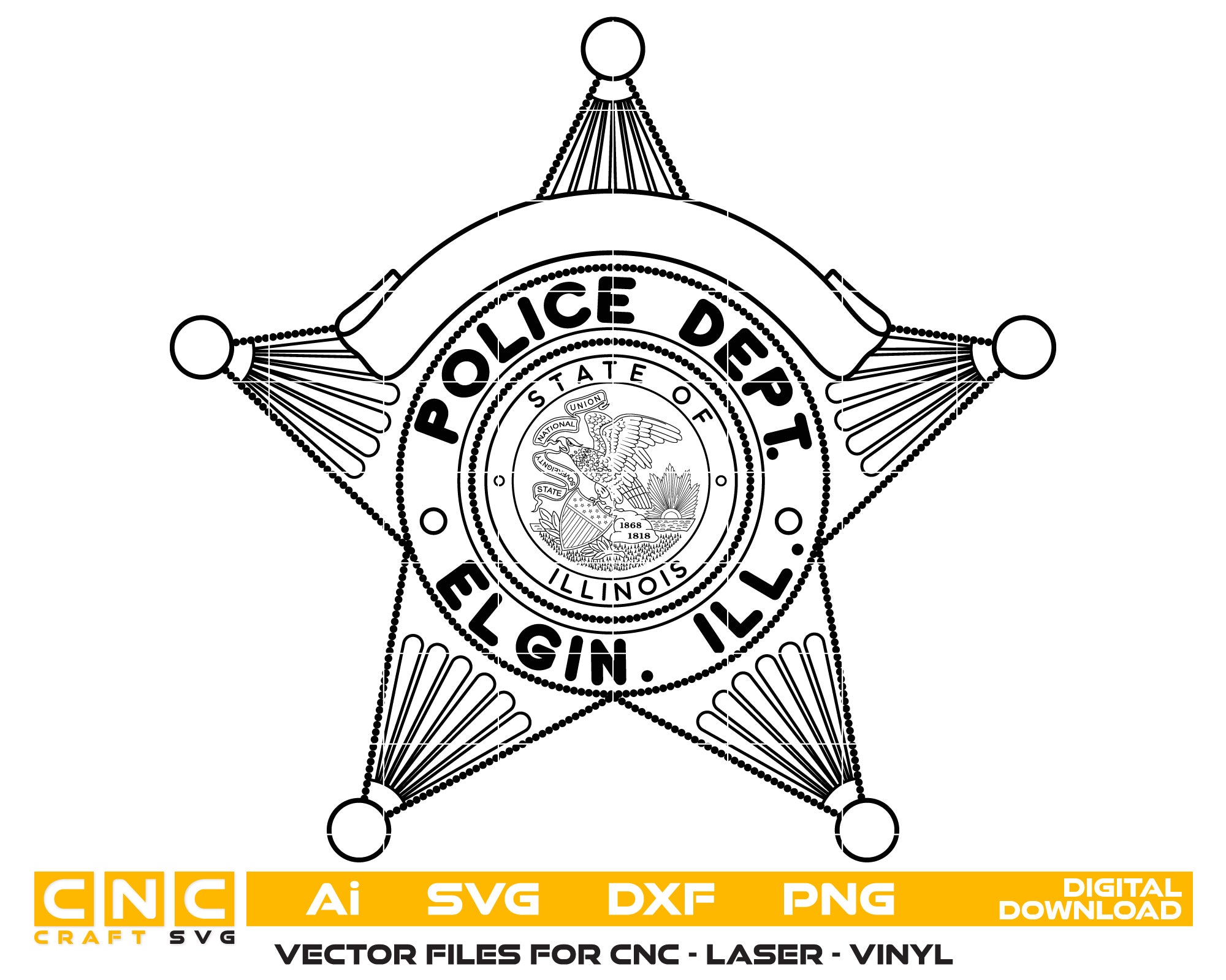 Illinois Elgin Ill Police Seal vector art