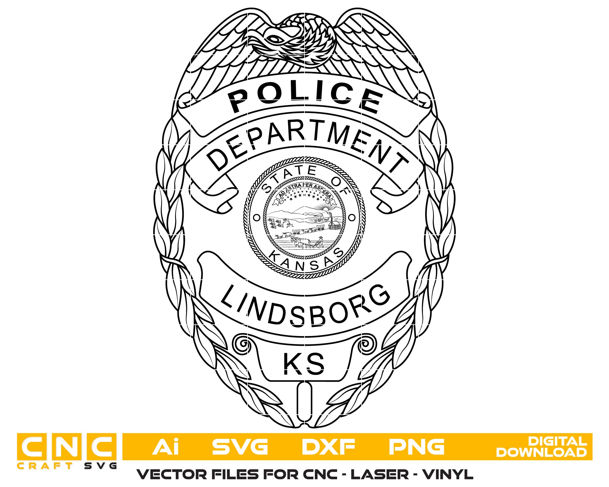Kansas Lindsborg Police seal vector art