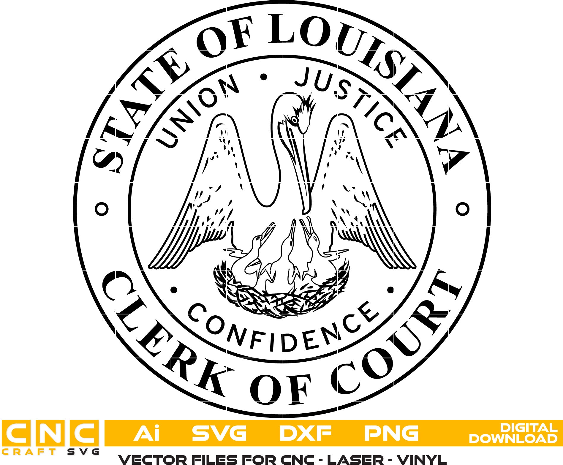 State of Louisiana Clerk of Court Seal Vector art Svg, Dxf, Jpg, Png, and Ai files For laser engraving, woodworking, acrylic painting, and all printing machines.