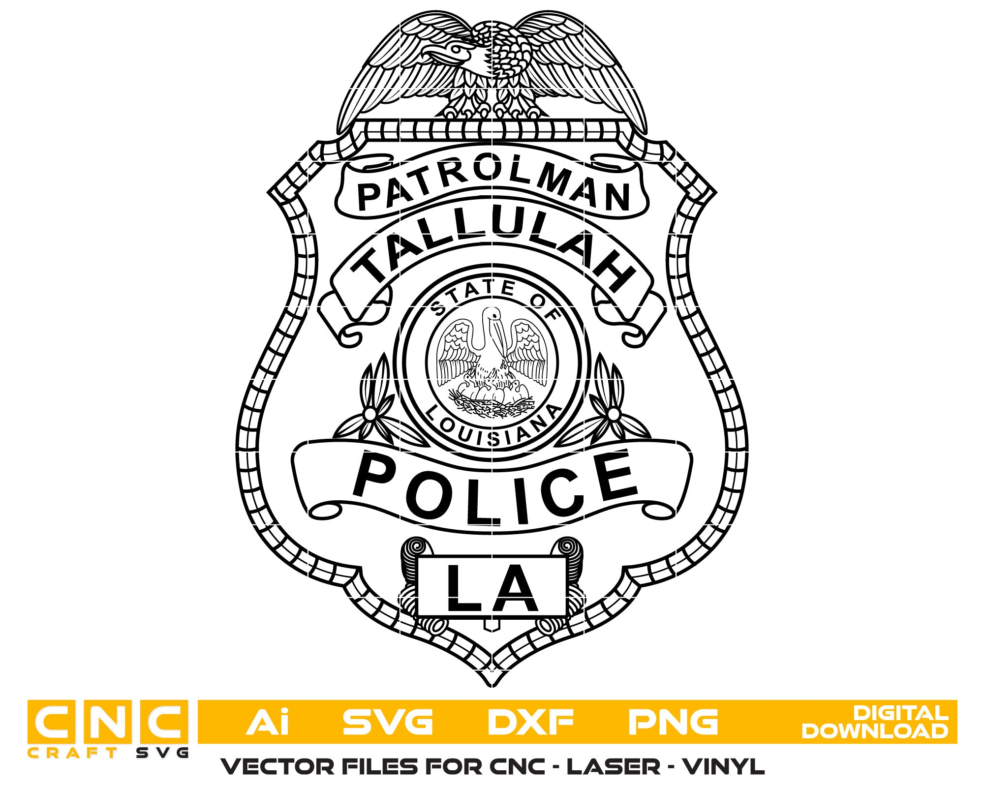 Louisiana Patrolman Tallulah Police Badge vector art