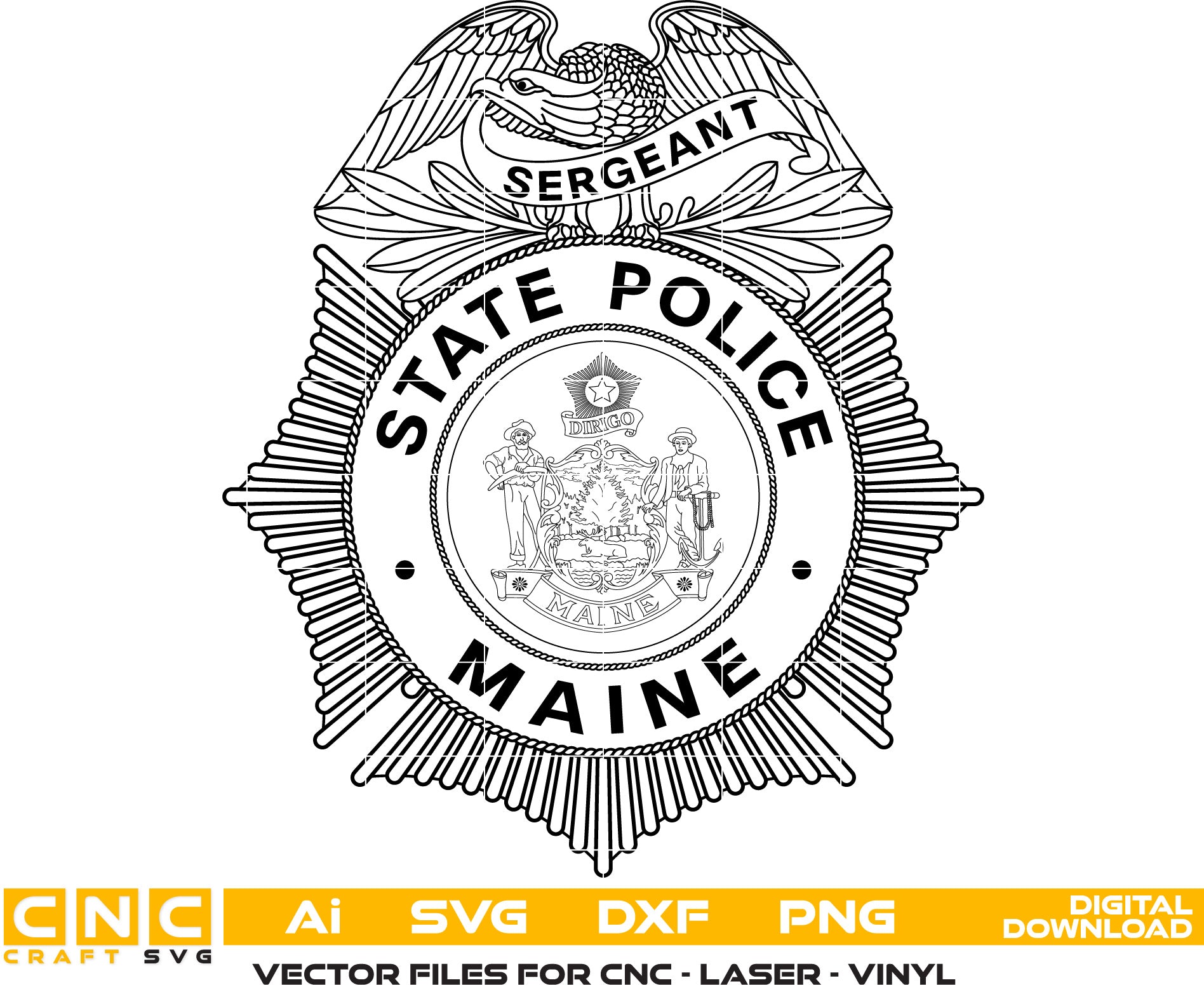Maine Police Sergeant Badge Vector Art