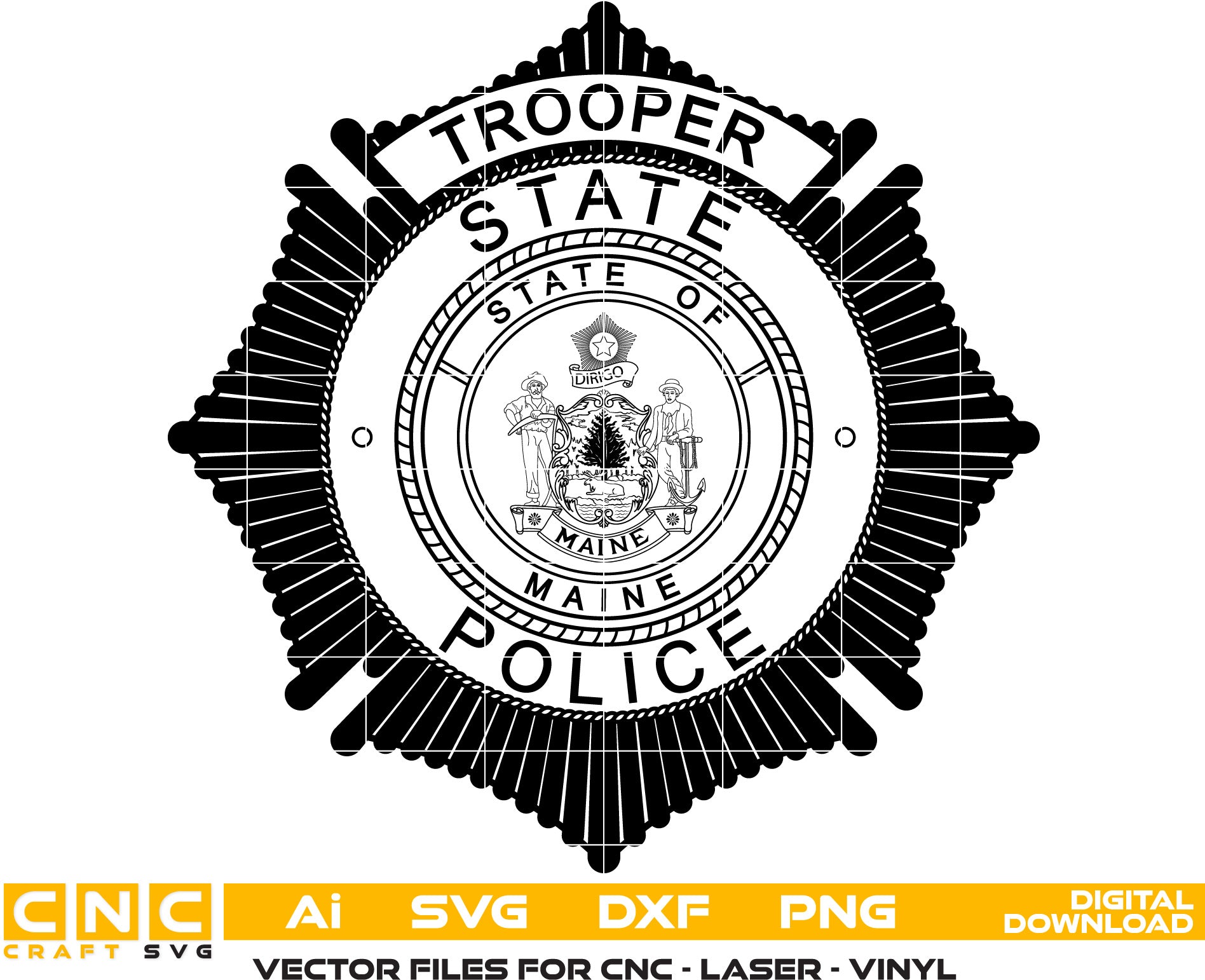 Maine Trooper State Police Badge Vector Art