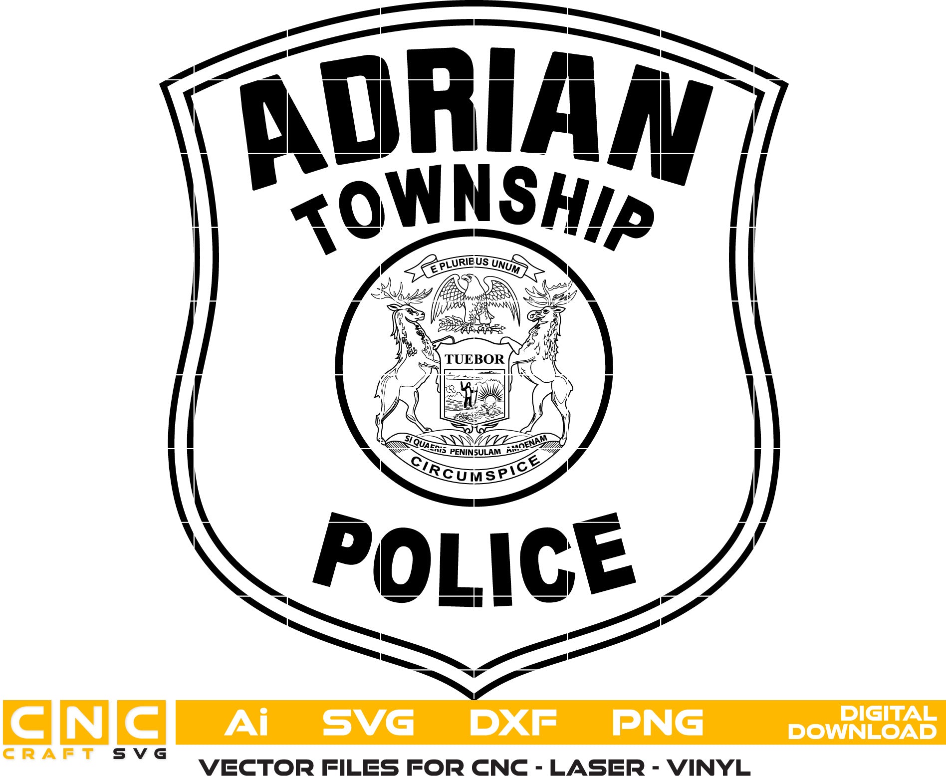Michigan Adrian Township Police Badge Vector Art