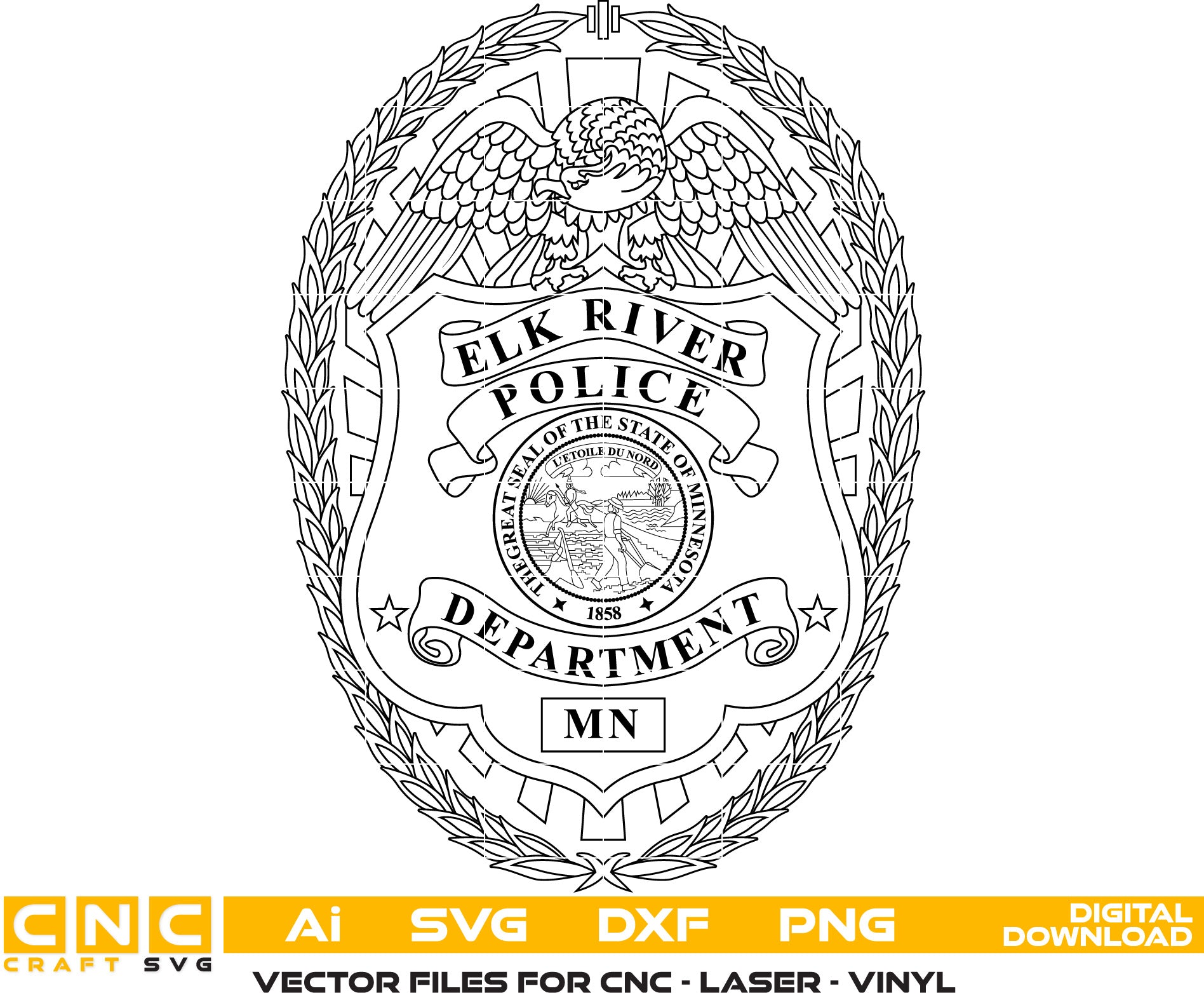 Minnesota Elk River Police Badge Vector Art