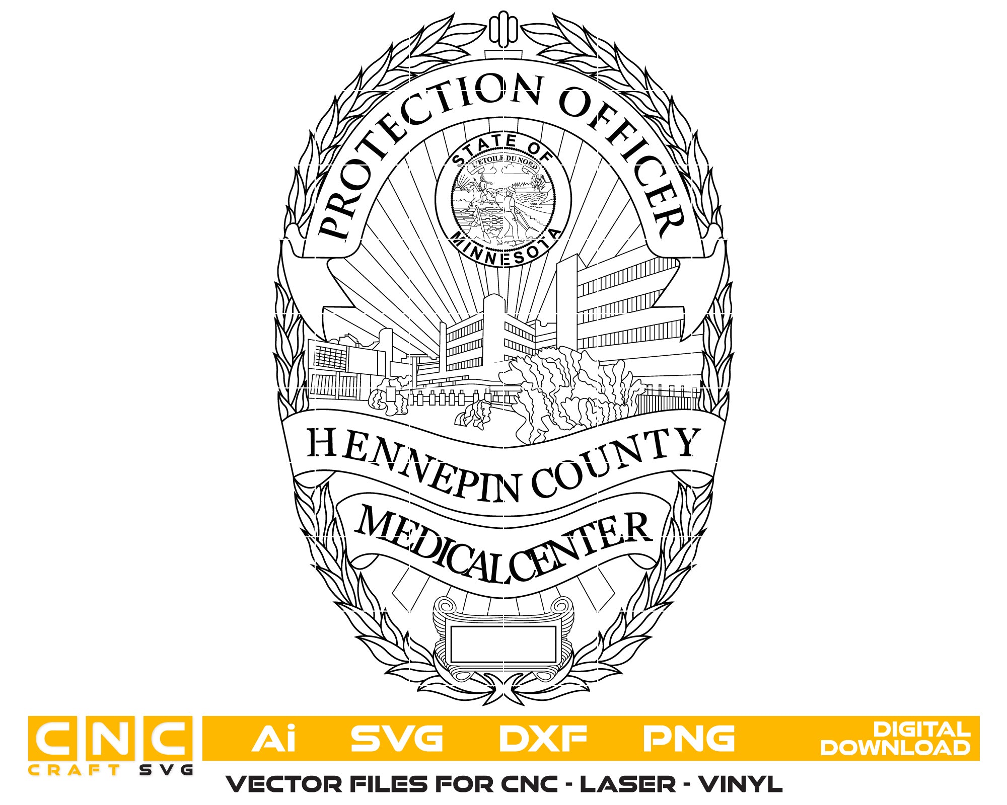Minnesota Hennepin County Medical Center Protection Officer Seal vector art