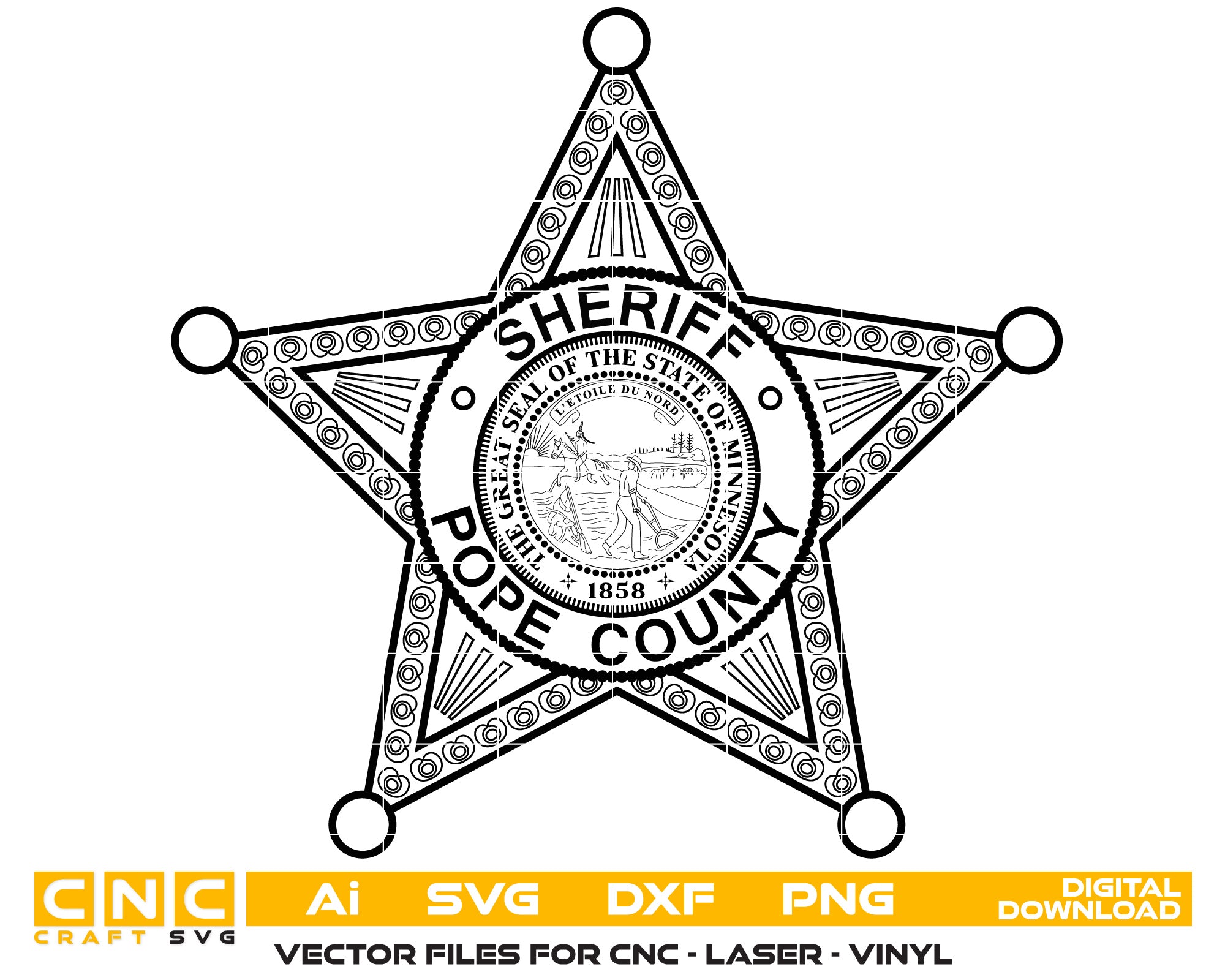 Minnesota Pope County Sheriff Badge vector art