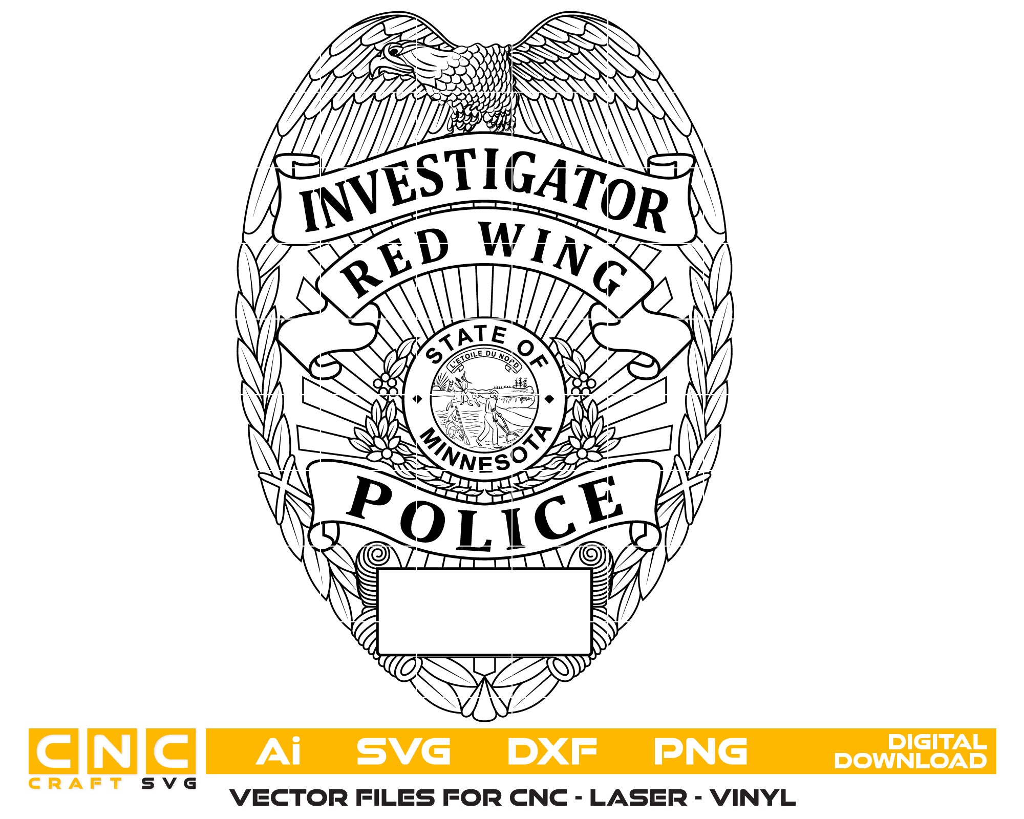 Minnesota Red Wing Police Investigator Badge vector art