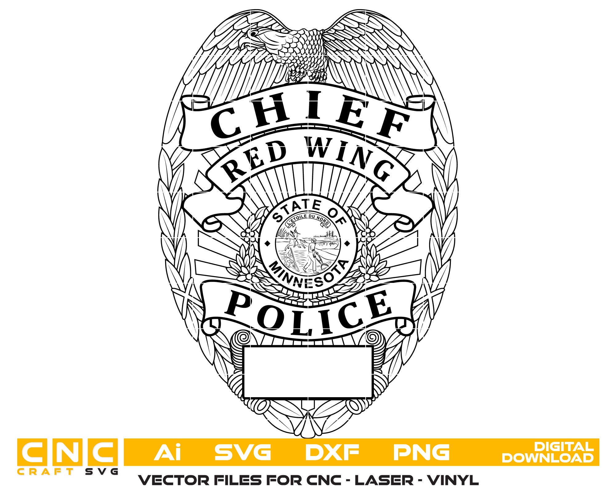 Minnesota Red Wing Police Officer Chief Badge vector art