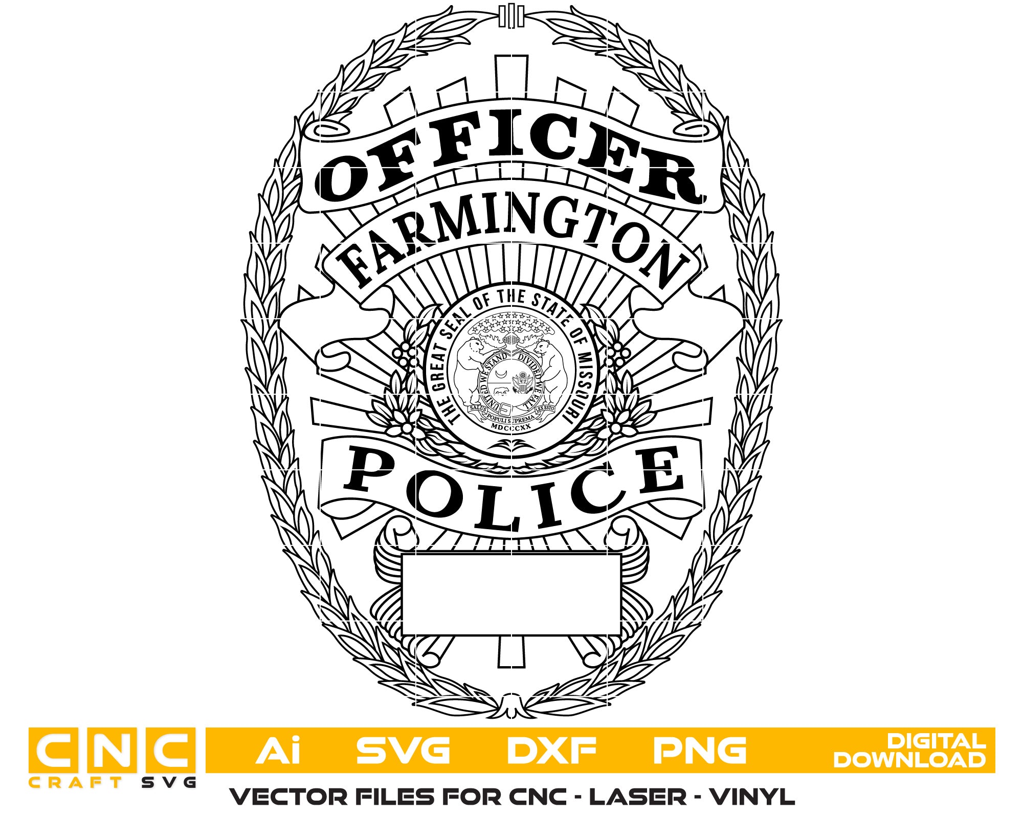 Missouri Farmington Police Officer Badge vector art