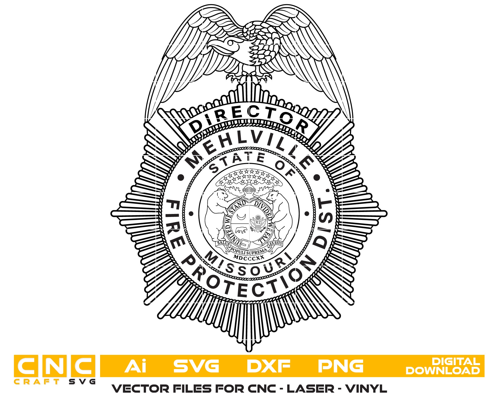 Missouri Mehlville Fire Protectiom Dist Badge vector art
