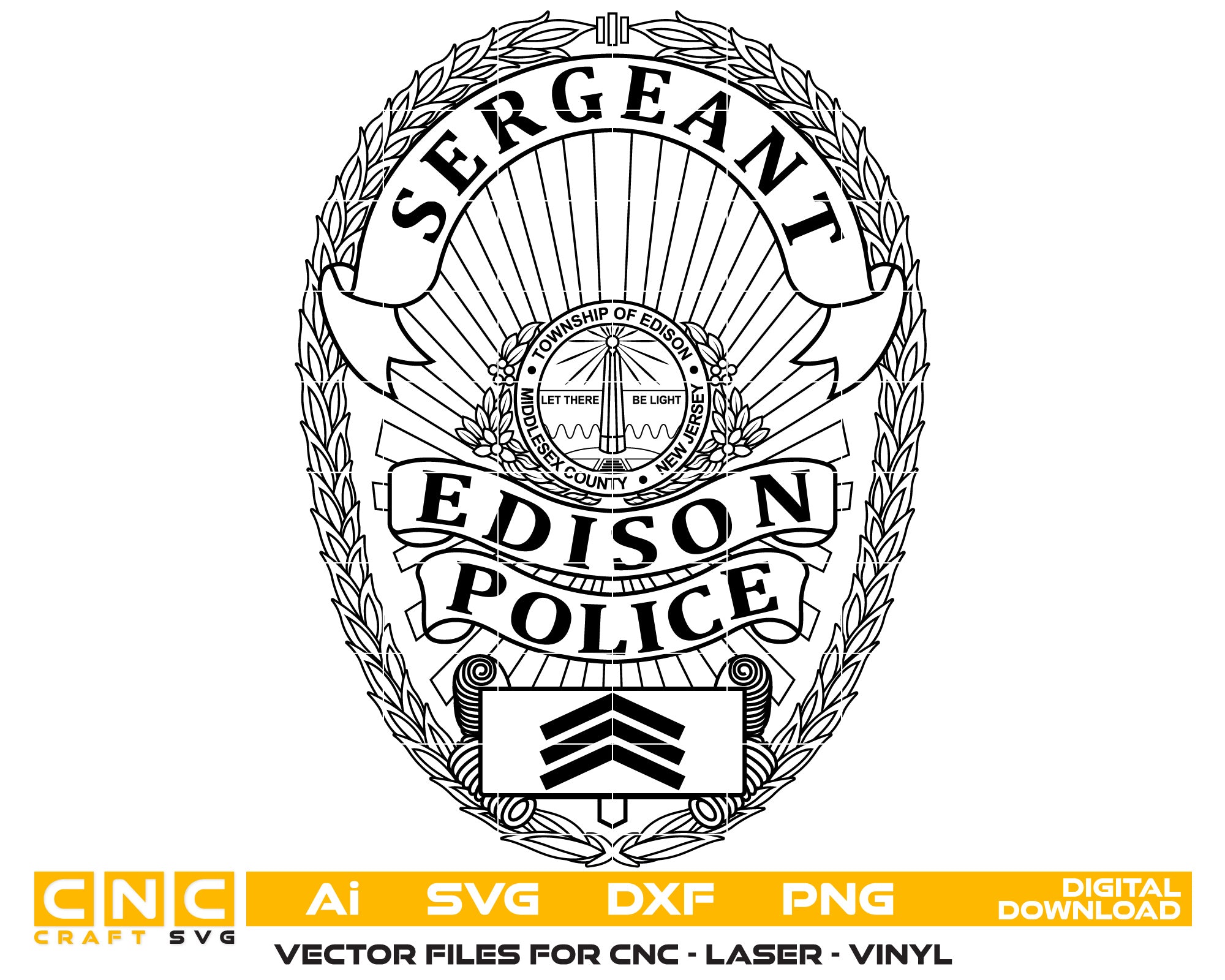 New Jersey Middlesex County Edison Police Sergeant Badge vector art